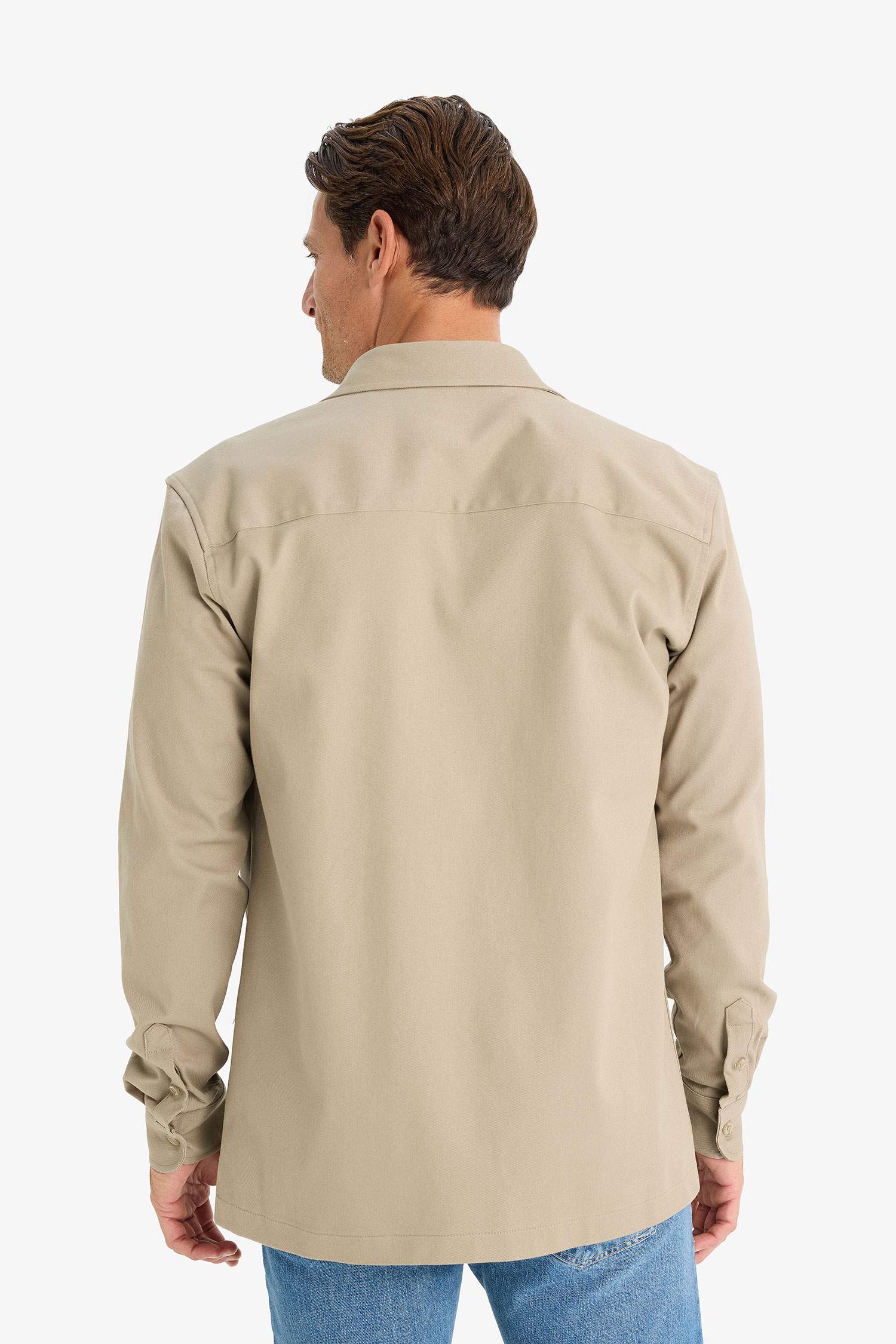Chemise en gabardine à manches longues Coupe régulière
