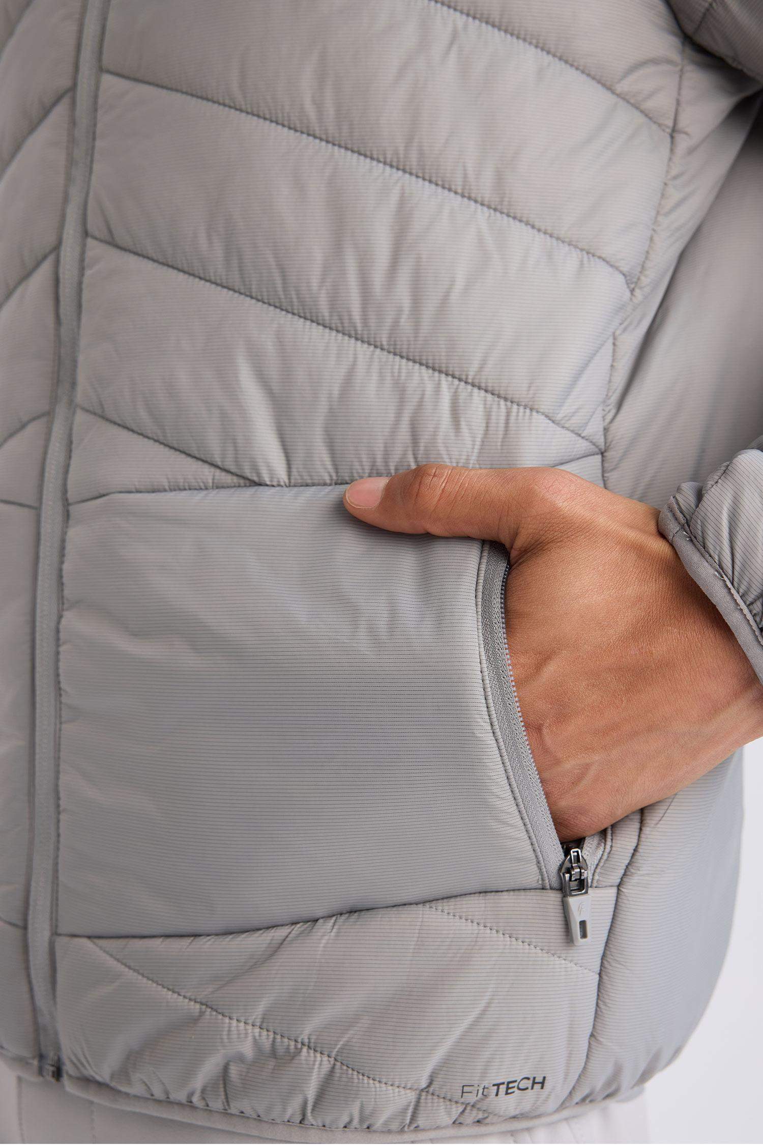 Su İtici Regular Fit Kapüşonlu Fermuarlı Mevsimlik Şişme Mont