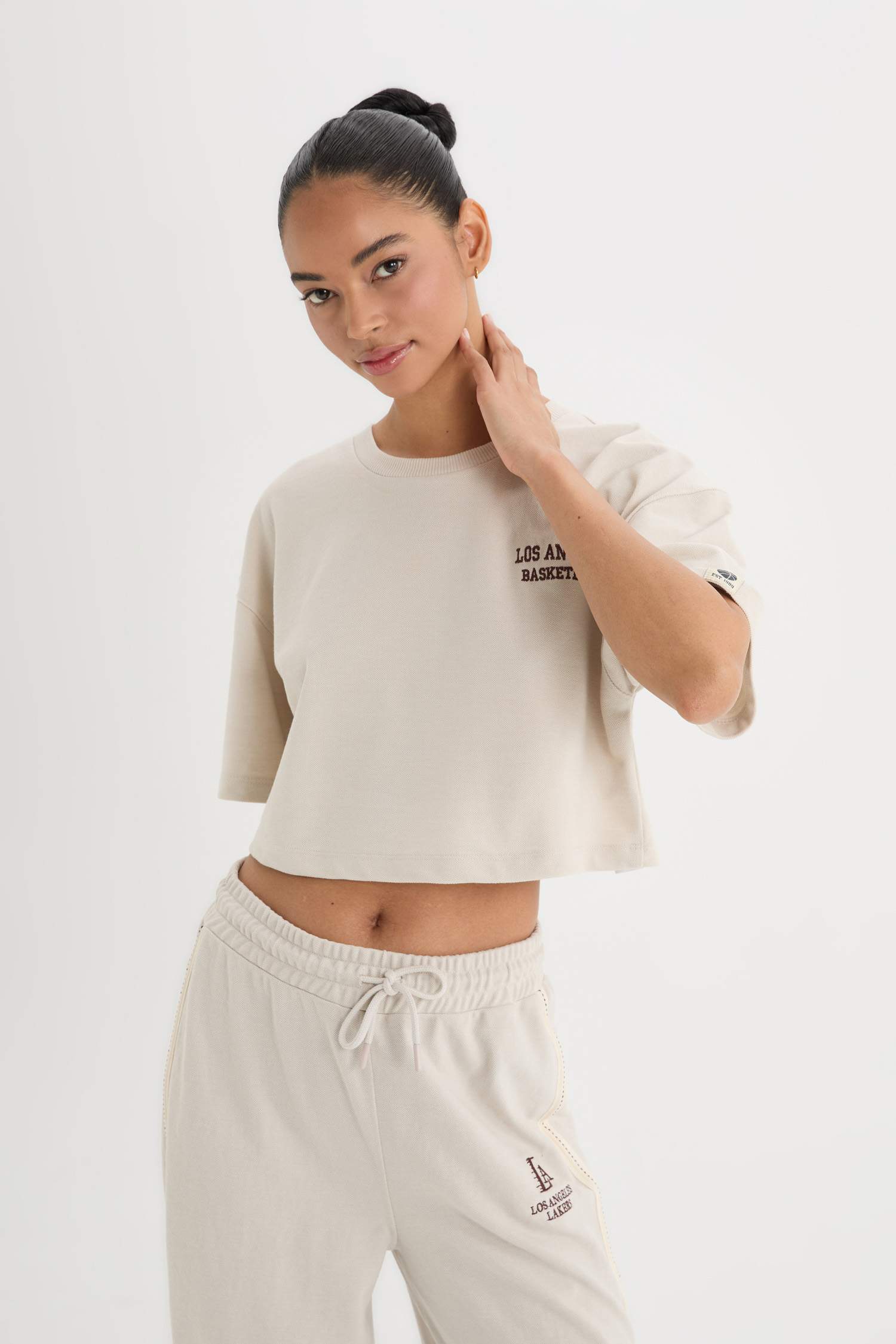 DeFactoFit Bisiklet Yaka Spor Baskılı Sporcu Pike Kısa Kollu Tişört