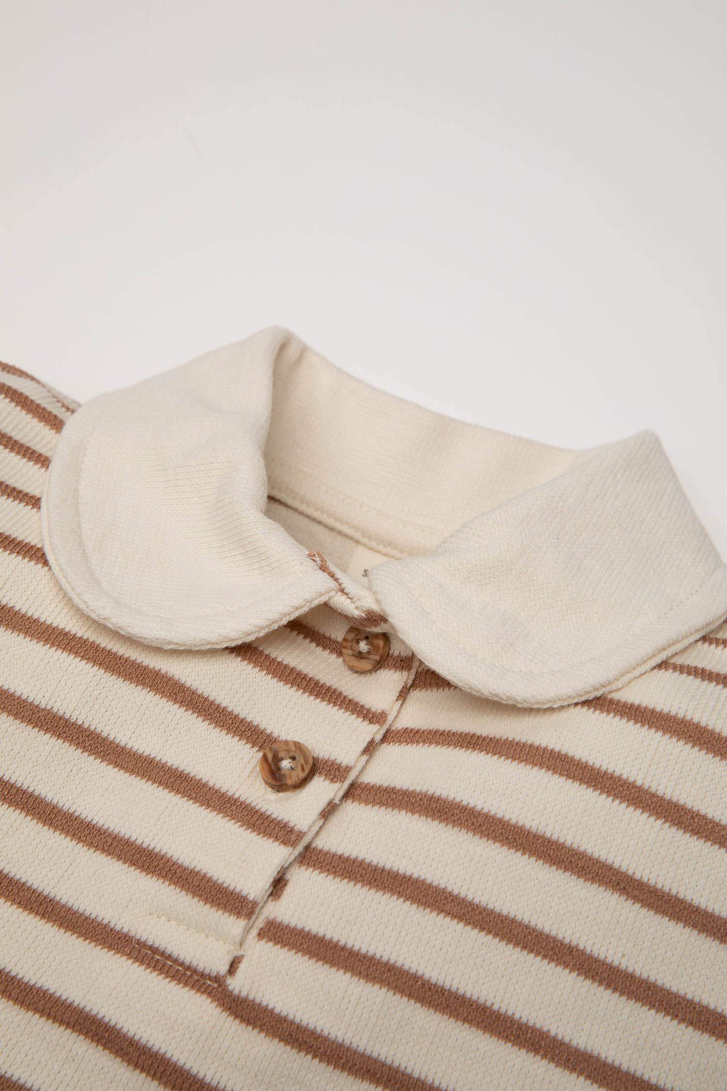 Kız Bebek Çizgili Bebe Yaka İçi Yumuşak Tüylü Sweatshirt