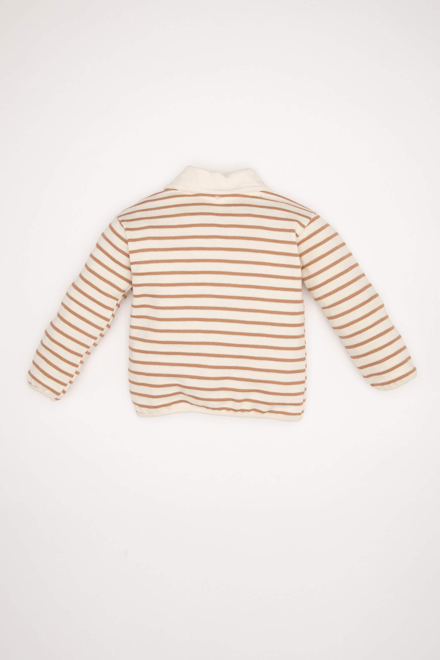 Kız Bebek Çizgili Bebe Yaka İçi Yumuşak Tüylü Sweatshirt