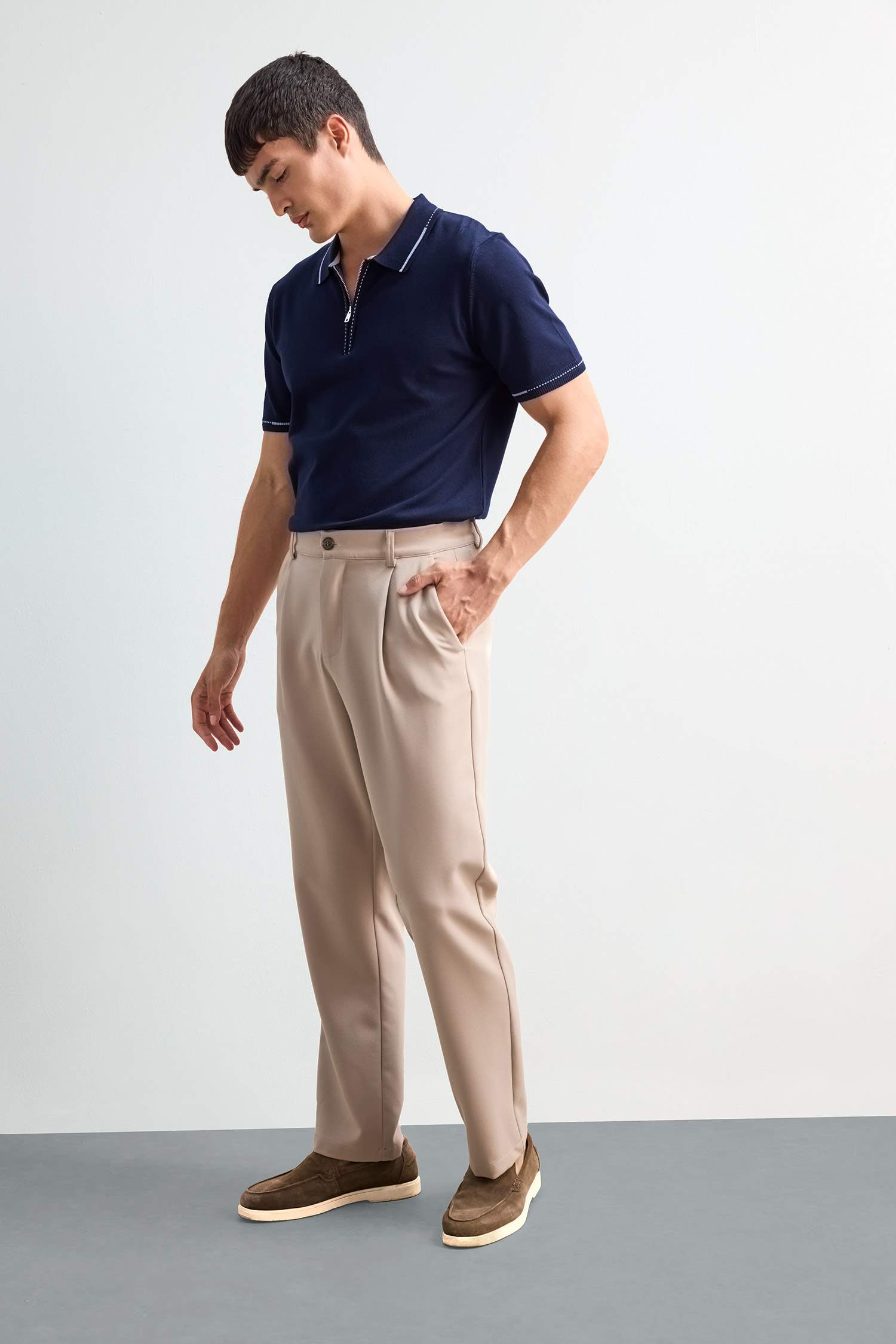 Standard Fit Polo Collar Knitwear Polo T-Shirt