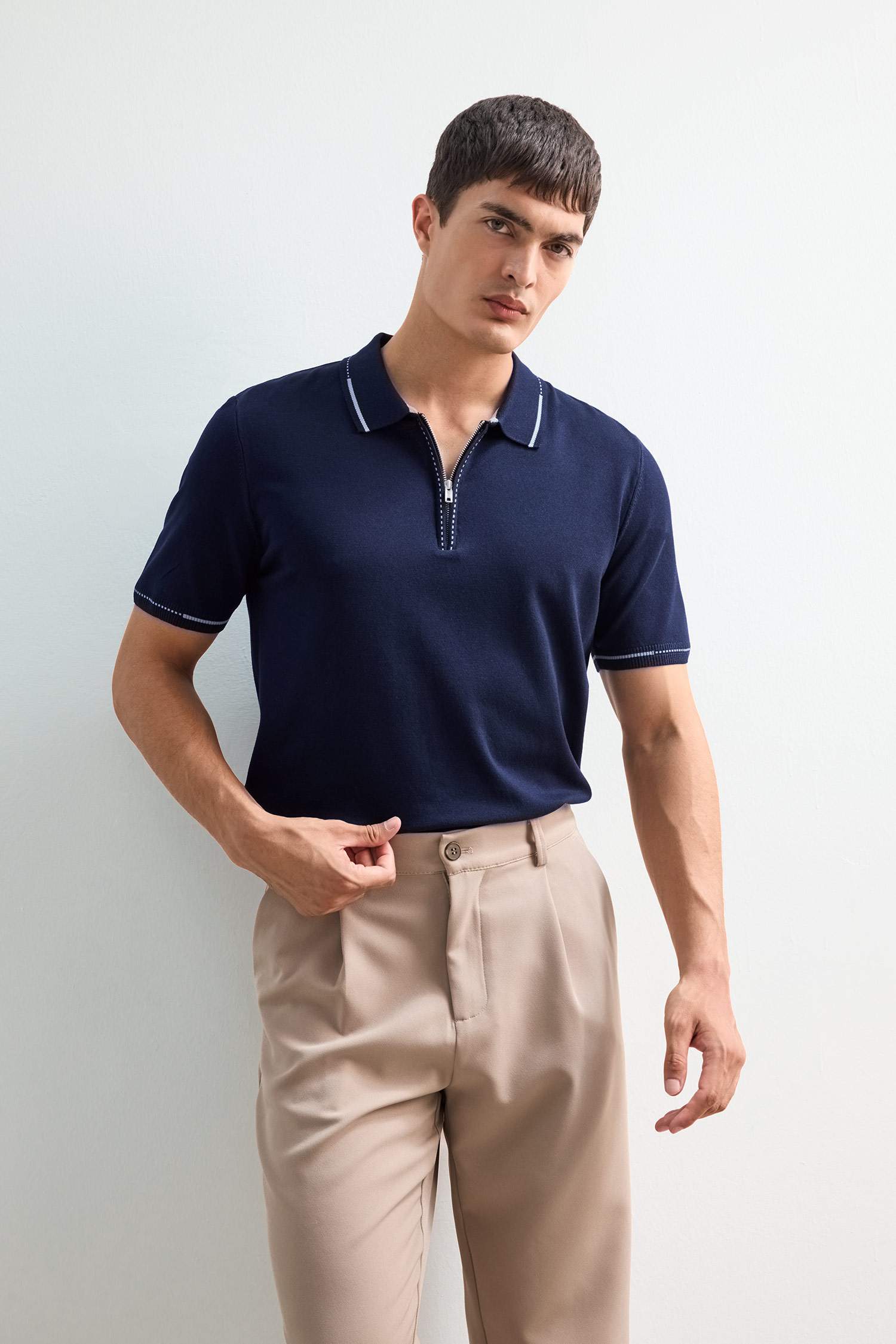 Standard Fit Polo Collar Knitwear Polo T-Shirt