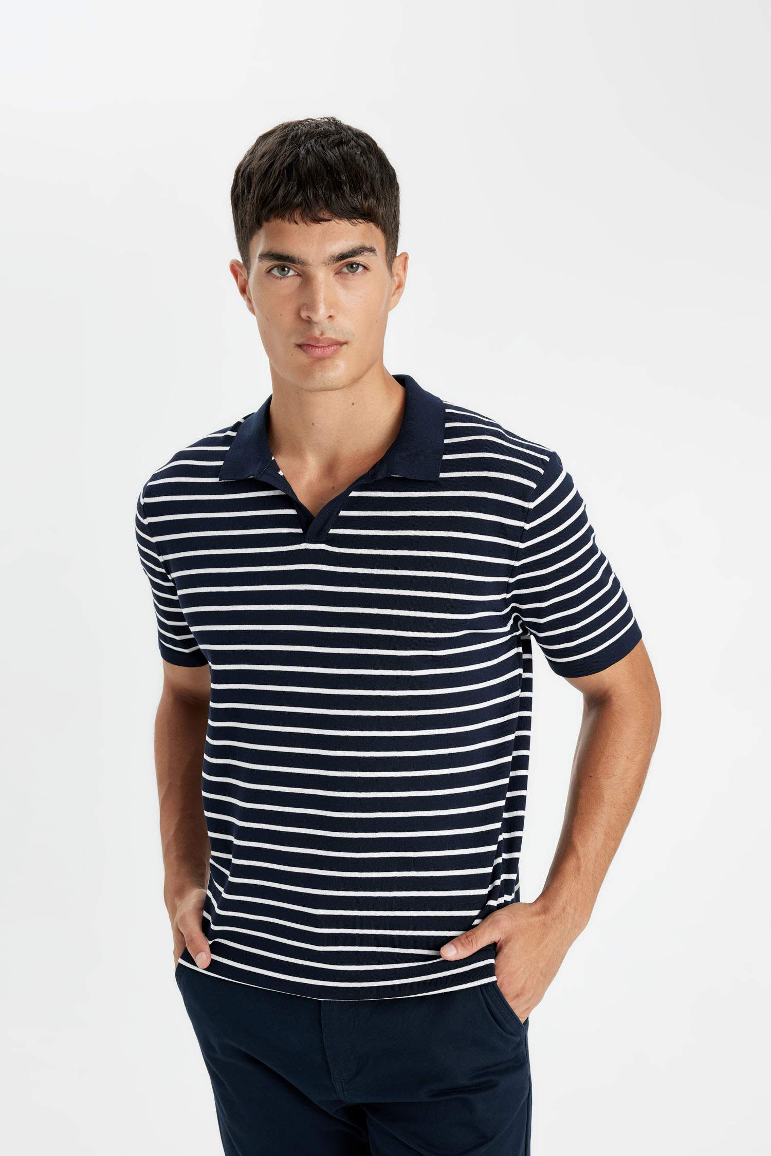 Standard Fit Short Sleeve Striped Polo Shirt