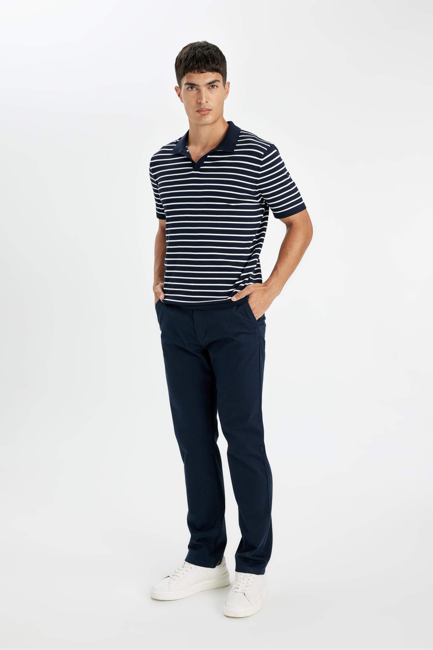 Standard Fit Short Sleeve Striped Polo Shirt