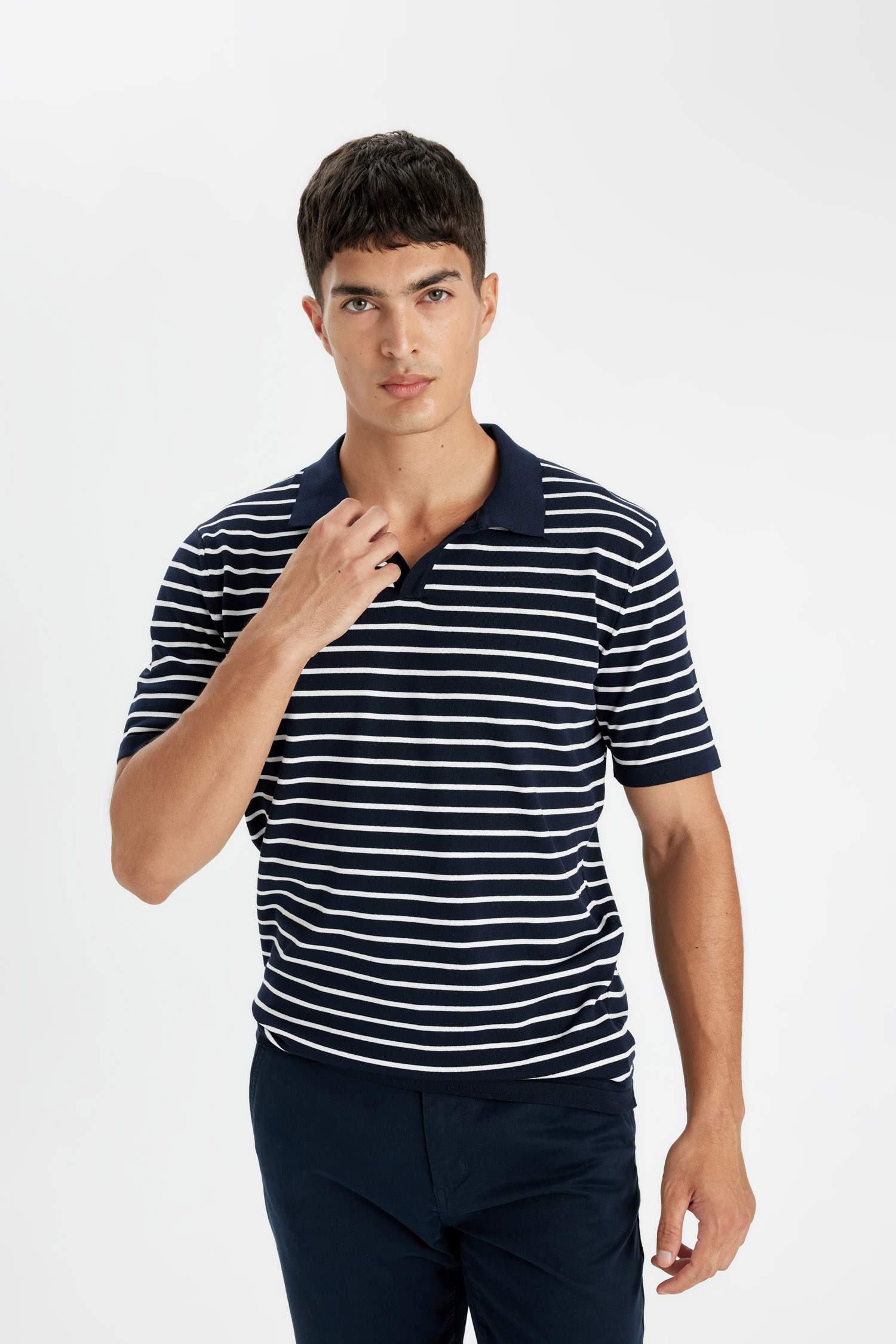 Standard Fit Short Sleeve Striped Polo Shirt