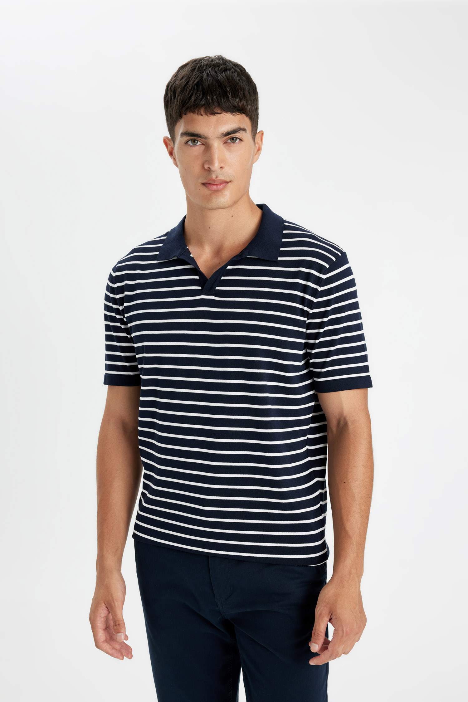 Standard Fit Short Sleeve Striped Polo Shirt