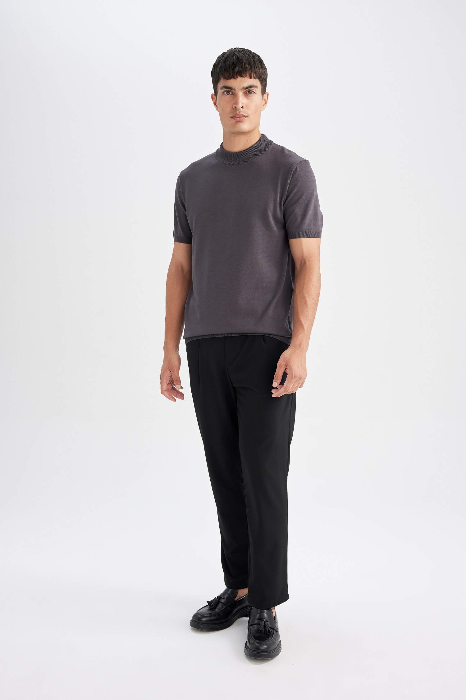 Standart Fit Bisiklet Yaka Triko Kısa Kollu Tişört