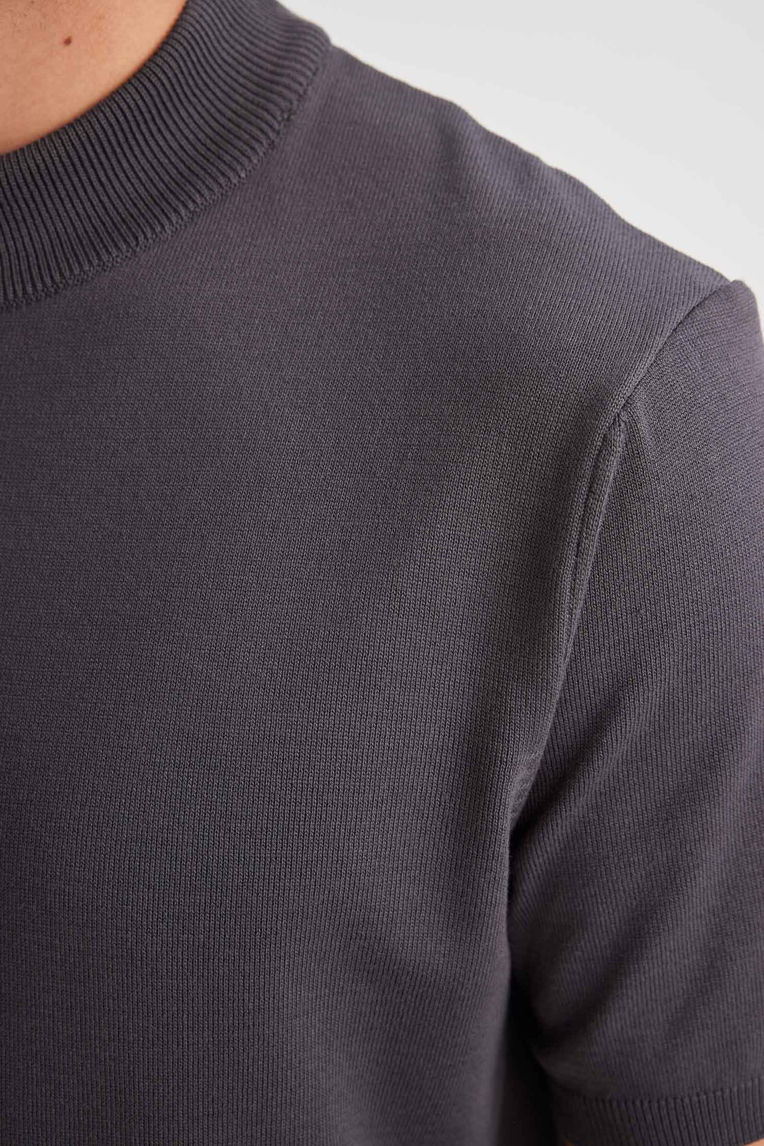 Standart Fit Bisiklet Yaka Triko Kısa Kollu Tişört