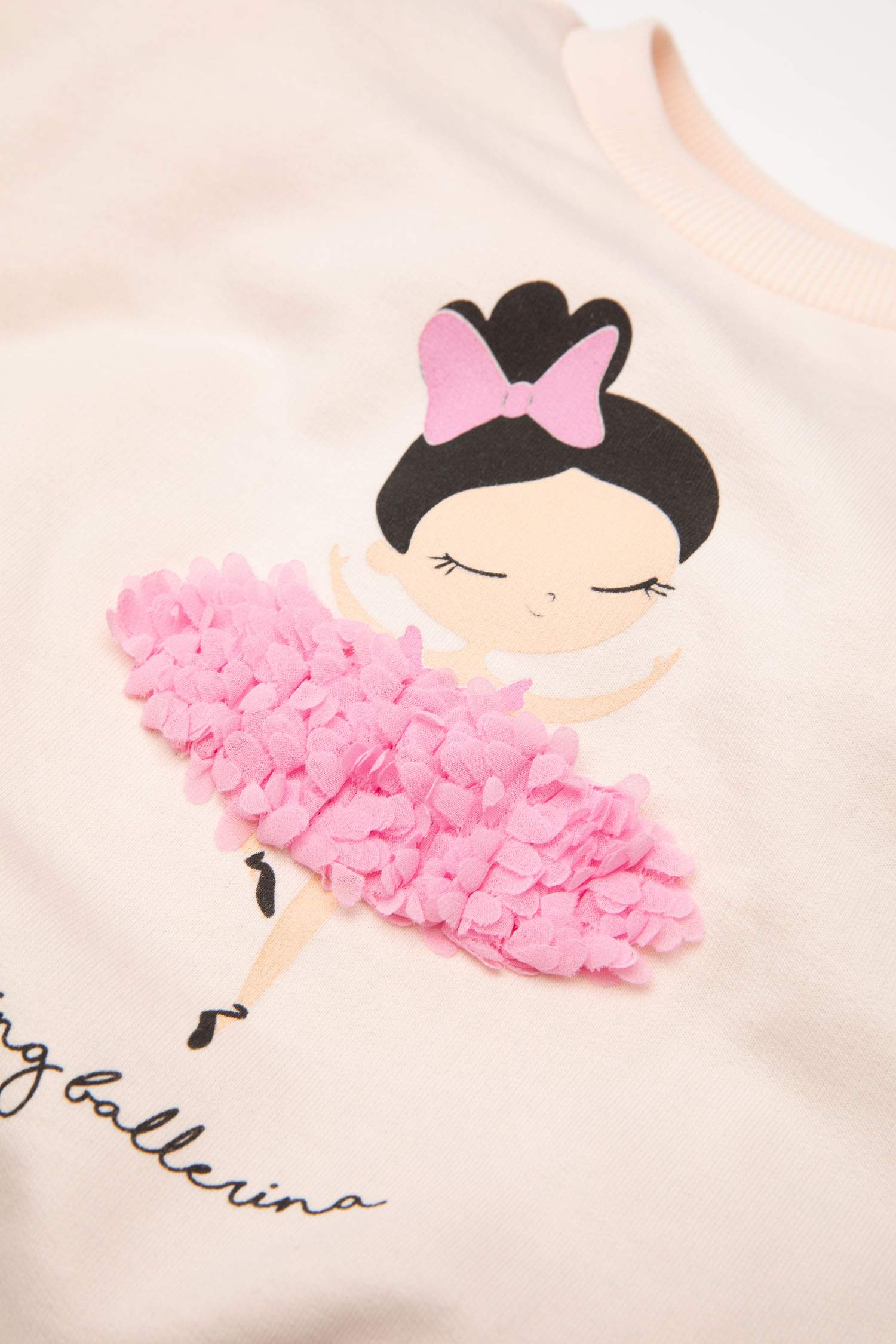 Kız Bebek Balerin Baskılı Sweatshirt Tayt 2'li Takım