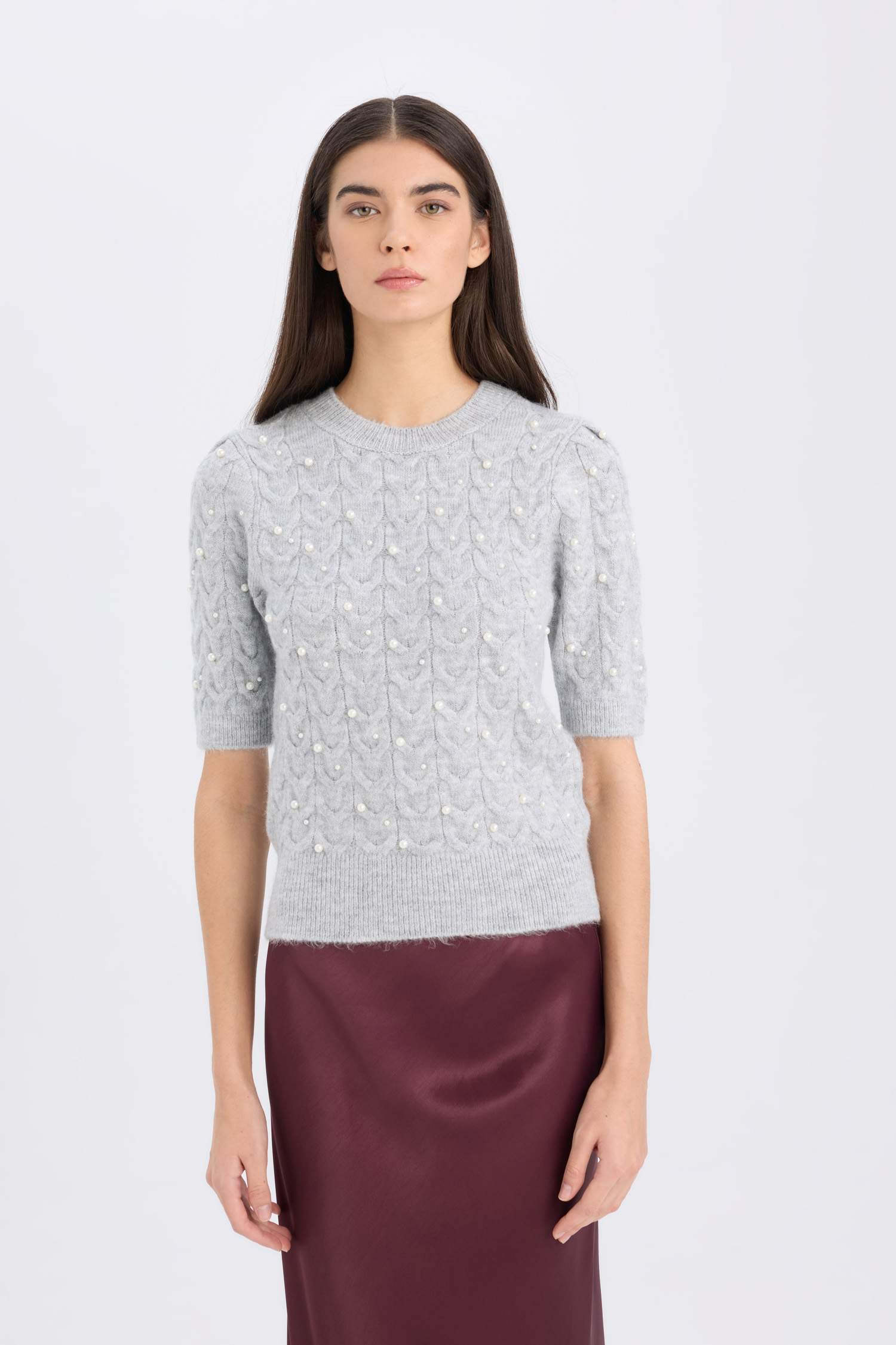 Regular Fit Crew Neck Basic Half Sleeve Knitwear Pullover