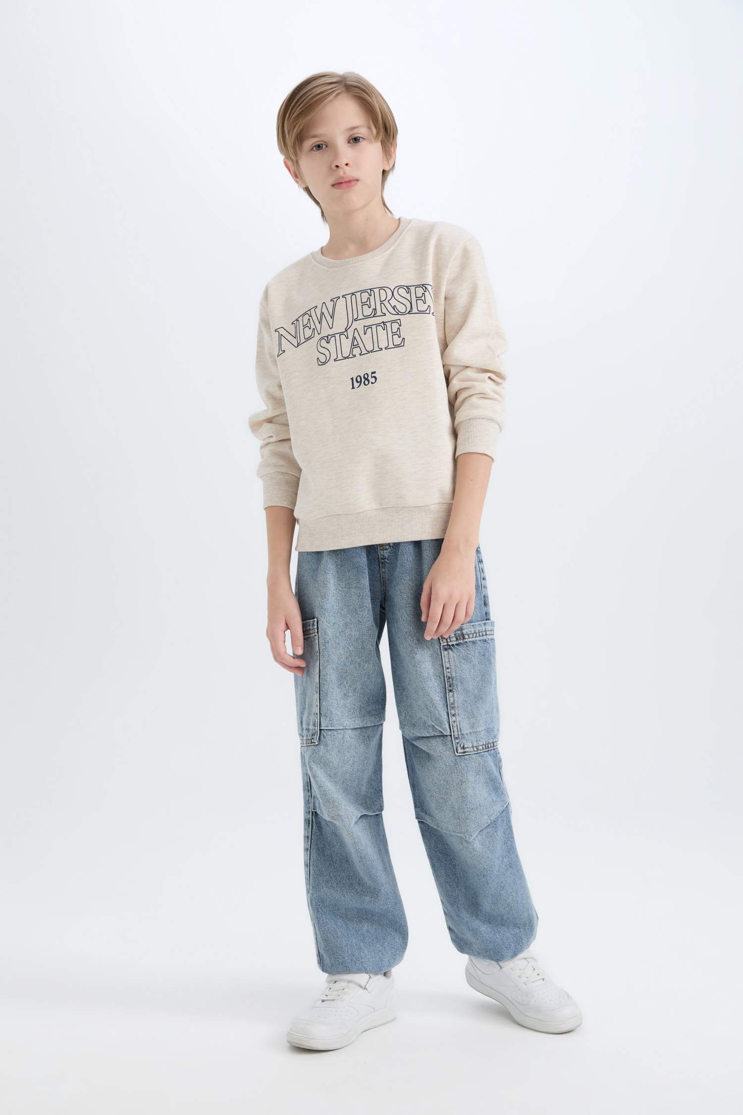 Erkek Çocuk Bisiklet Yaka Baskılı Sweatshirt