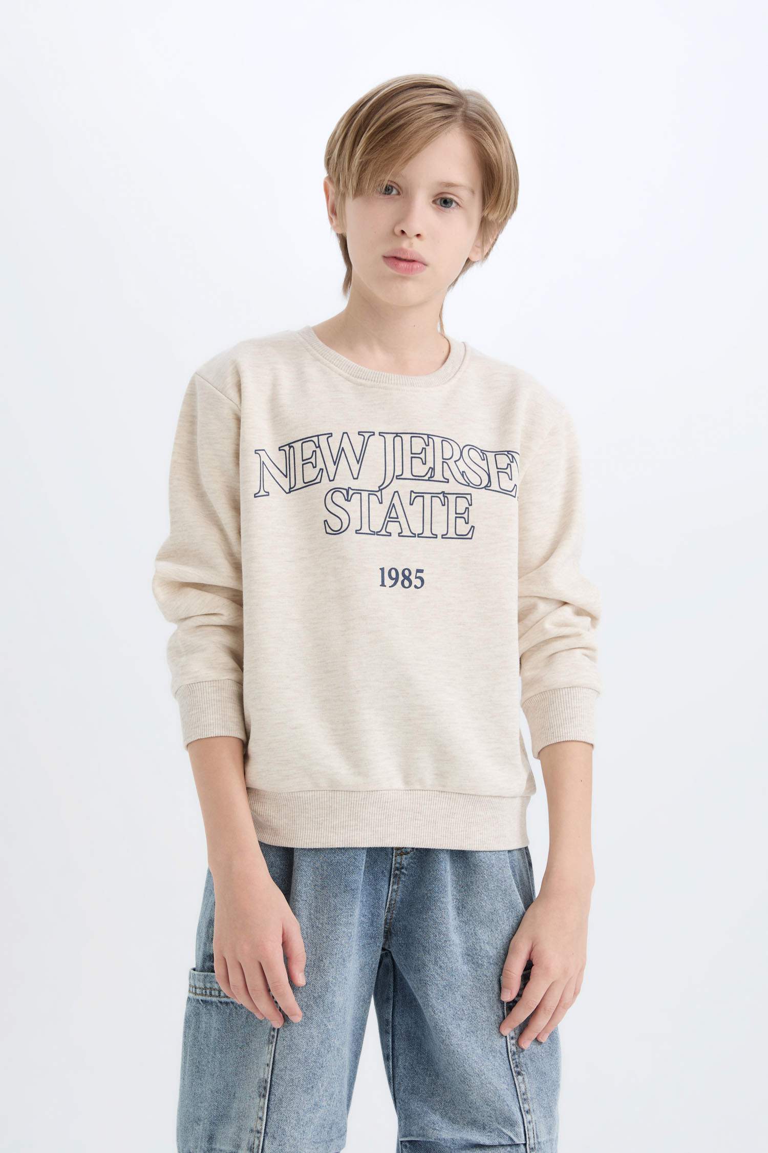 Erkek Çocuk Bisiklet Yaka Baskılı Sweatshirt