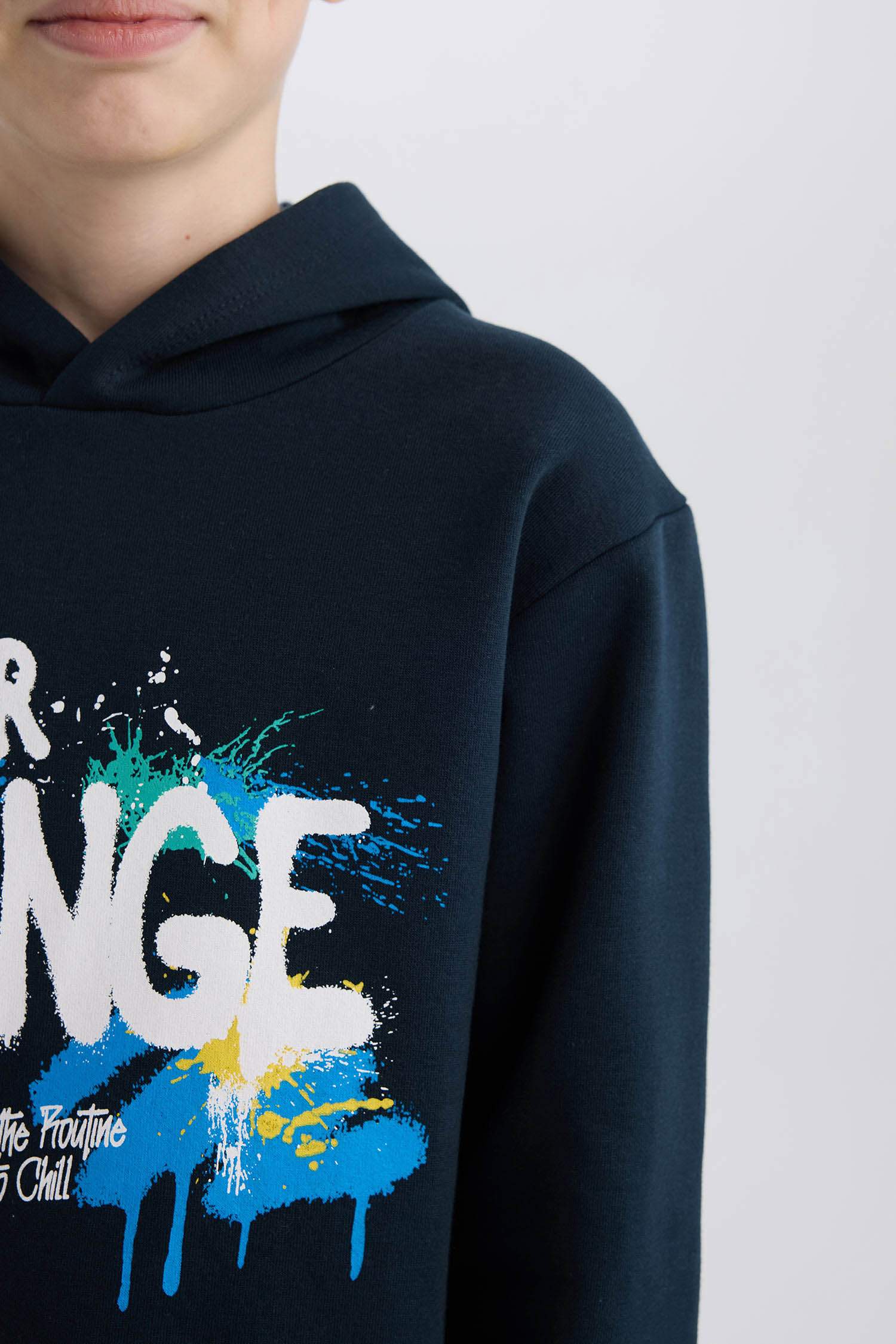 Boy Hooded Printed Sweatshirt with Soft Furry Inside