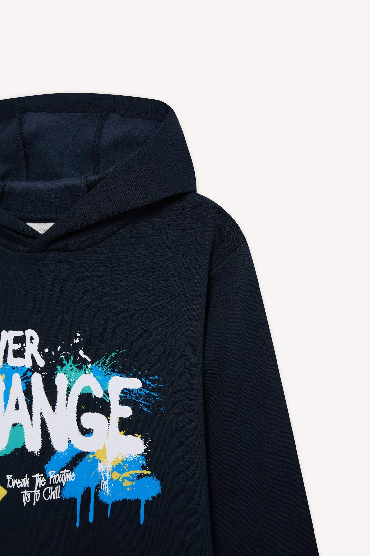 Boy Hooded Printed Sweatshirt with Soft Furry Inside