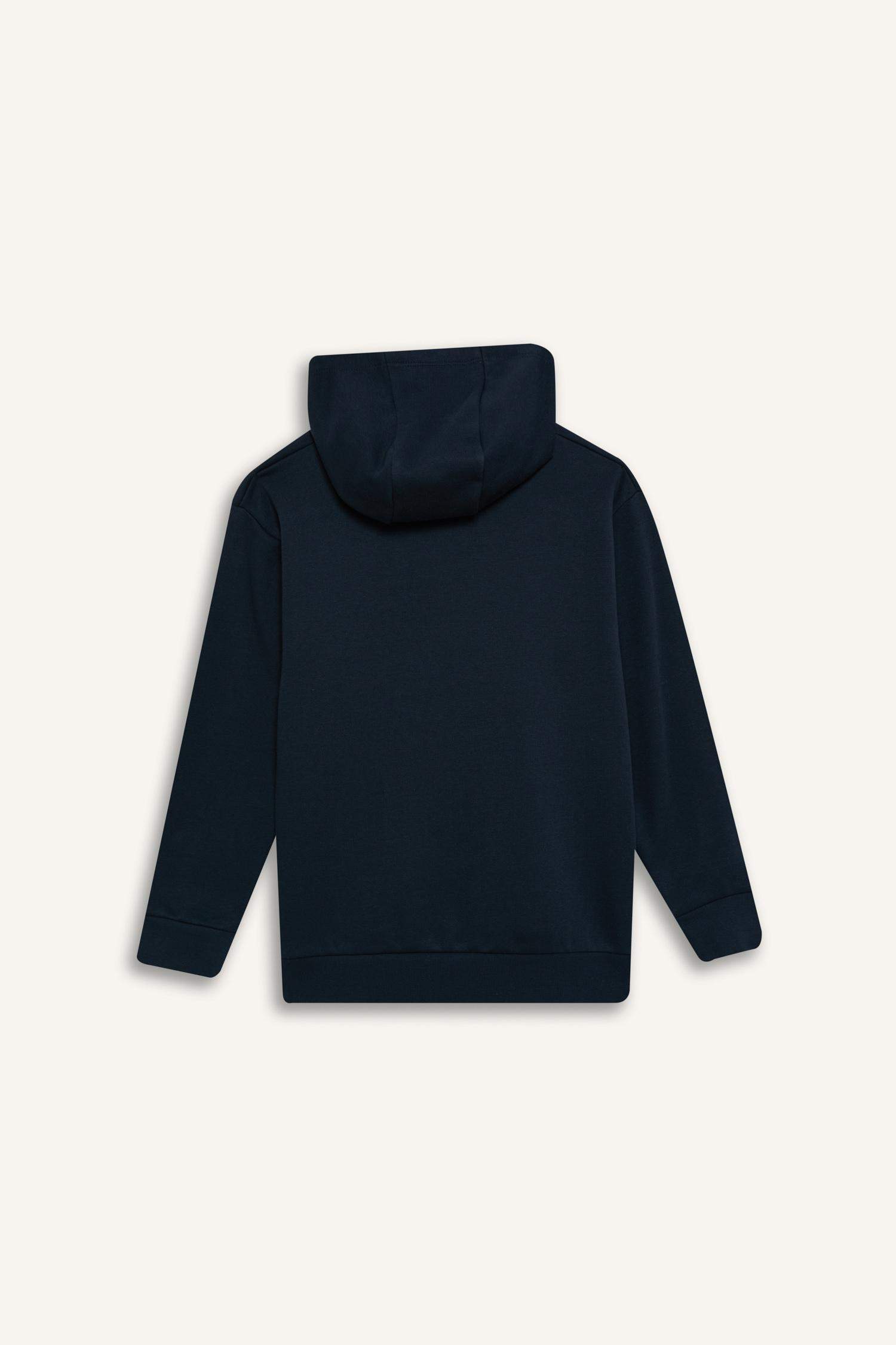 Boy Hooded Printed Sweatshirt with Soft Furry Inside