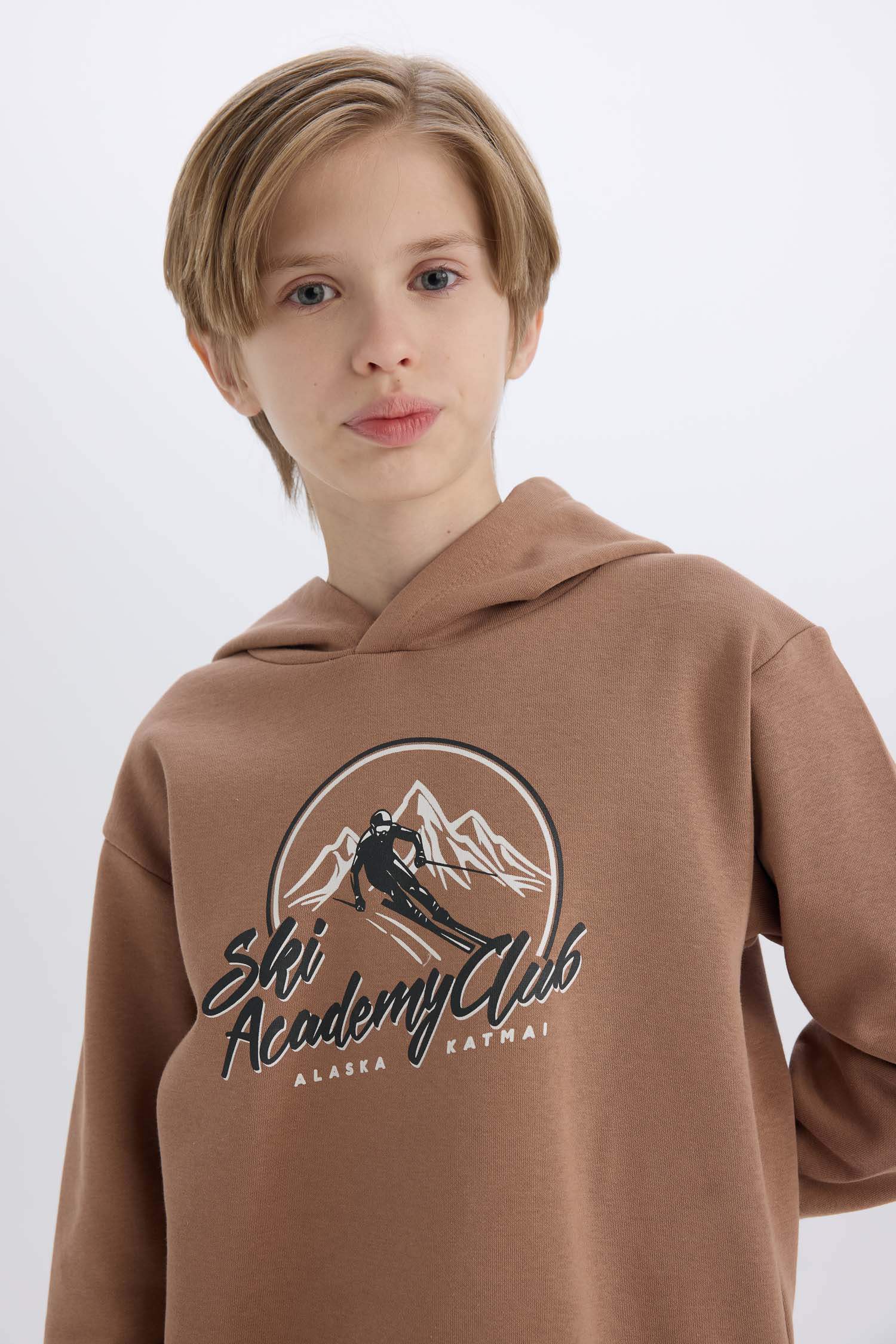Erkek Çocuk Kapüşonlu Baskılı Sweatshirt