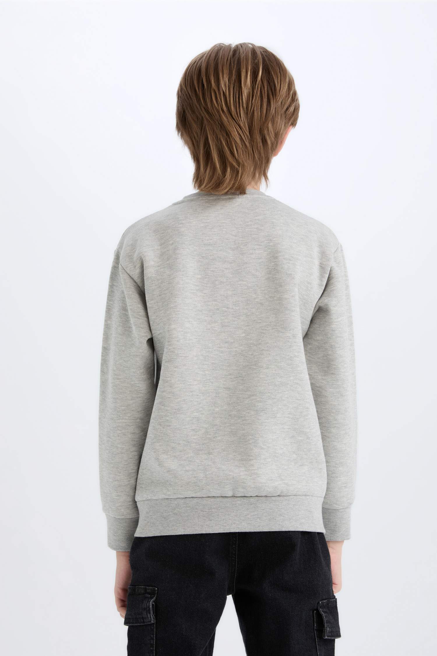 Erkek Çocuk Bisiklet Yaka Baskılı İçi Yumuşak Tüylü Sweatshirt