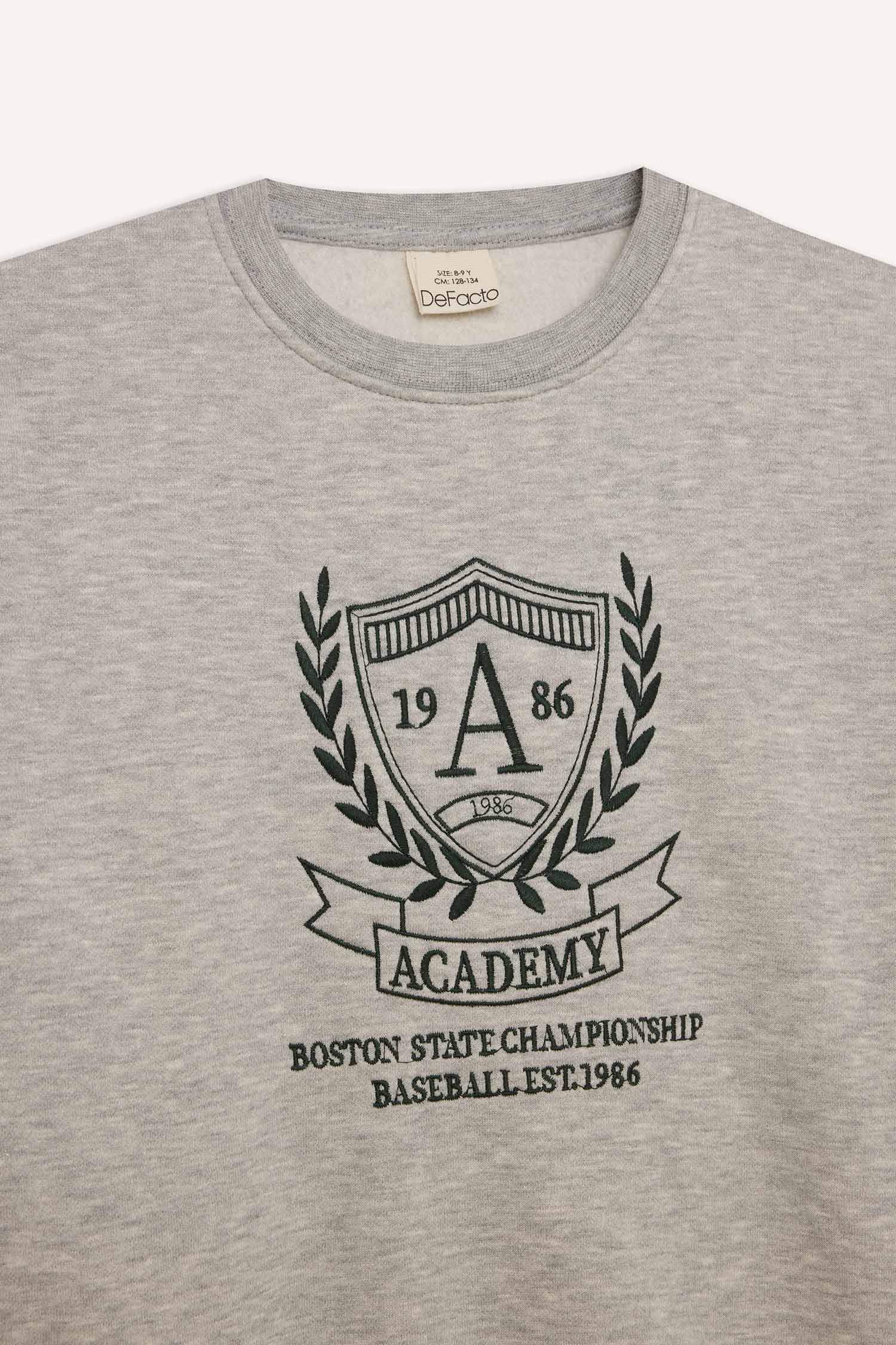 Erkek Çocuk Bisiklet Yaka Baskılı İçi Yumuşak Tüylü Sweatshirt