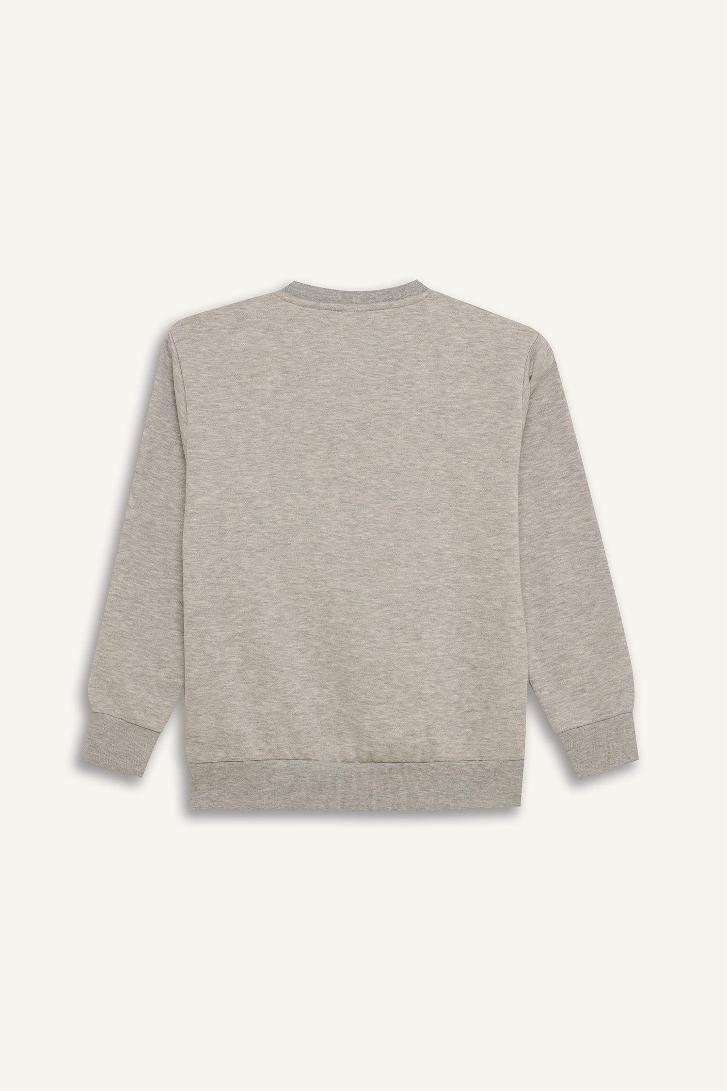 Erkek Çocuk Bisiklet Yaka Baskılı İçi Yumuşak Tüylü Sweatshirt