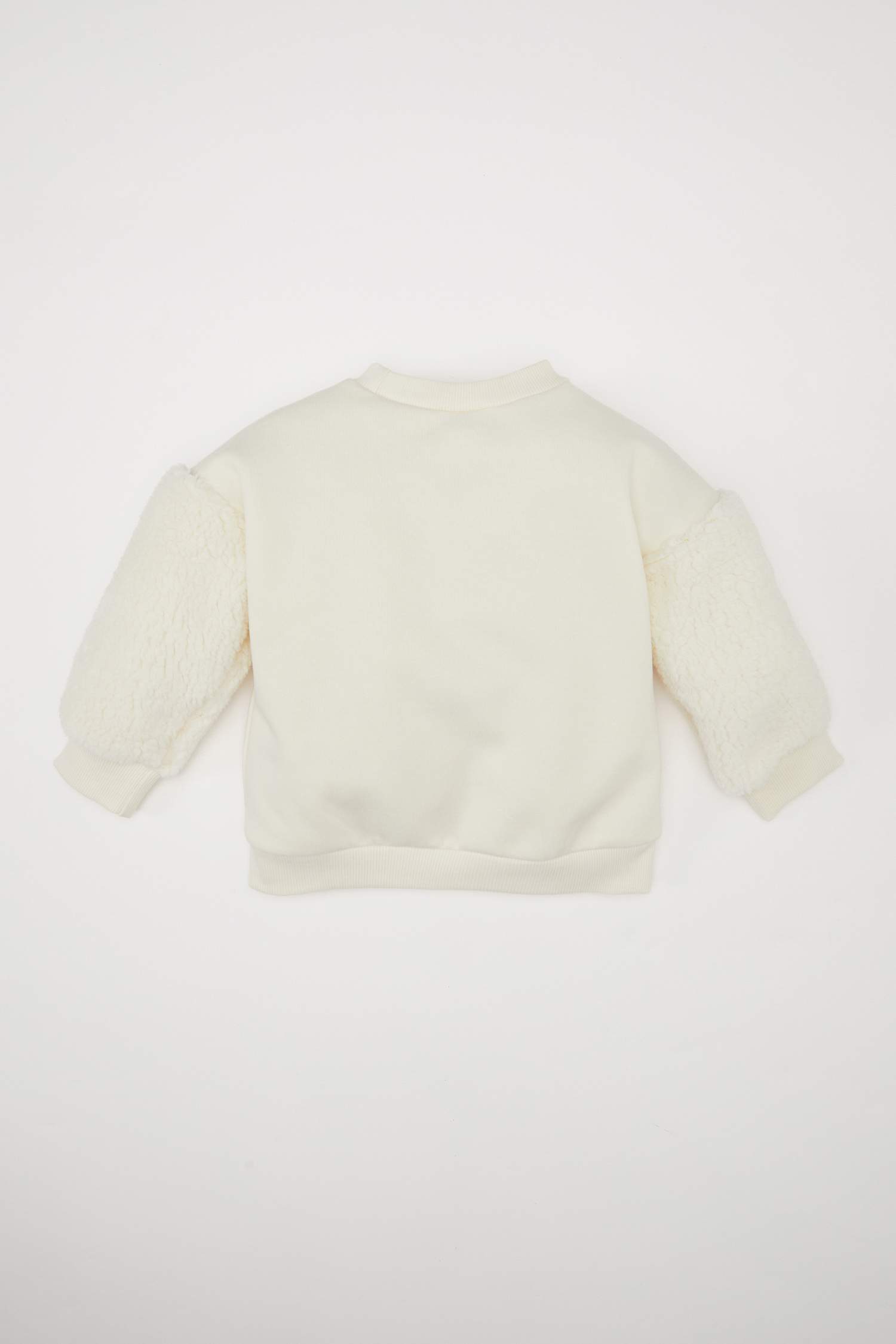 Baby Girl Crew Neck Printed Soft Furry Sweatshirt