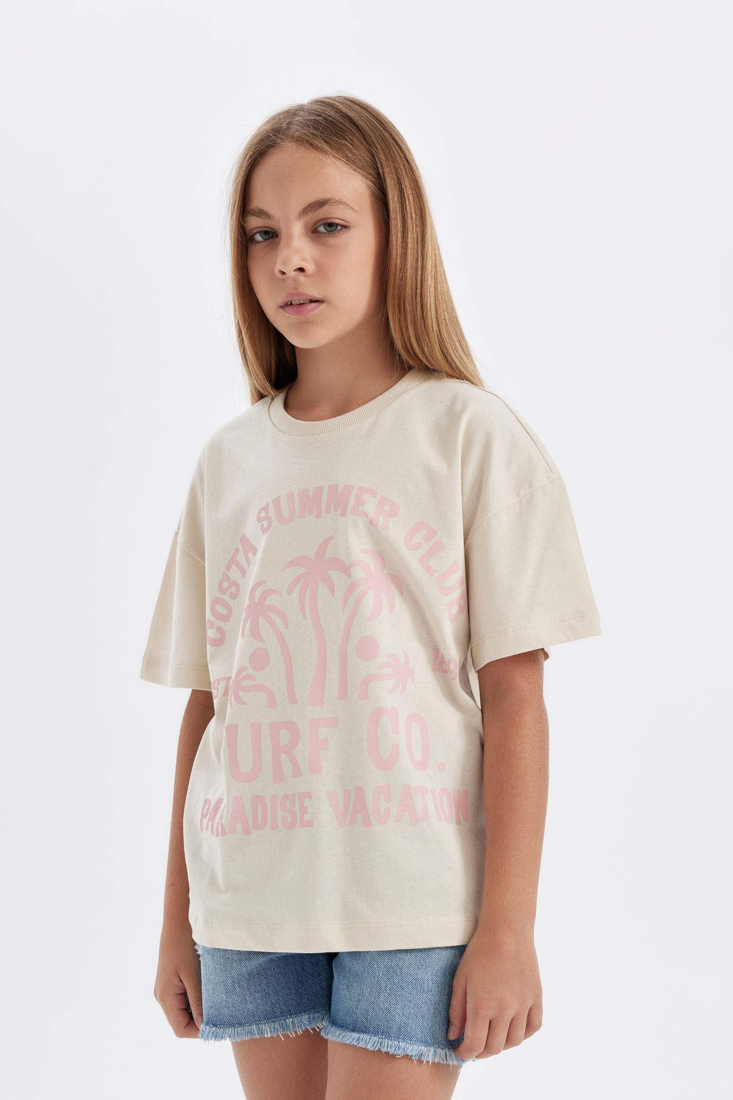 تيشيرت بناتي نص ردن قصة مريحة