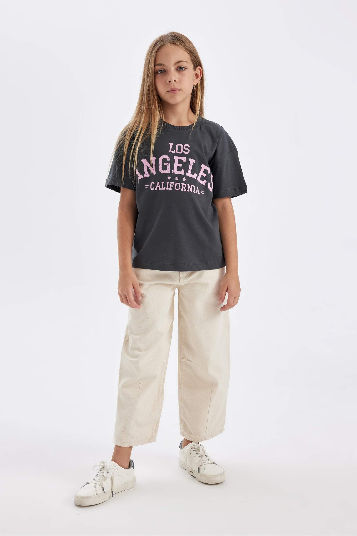 Girl Relax Fit Printed Short Sleeve T-Shirt