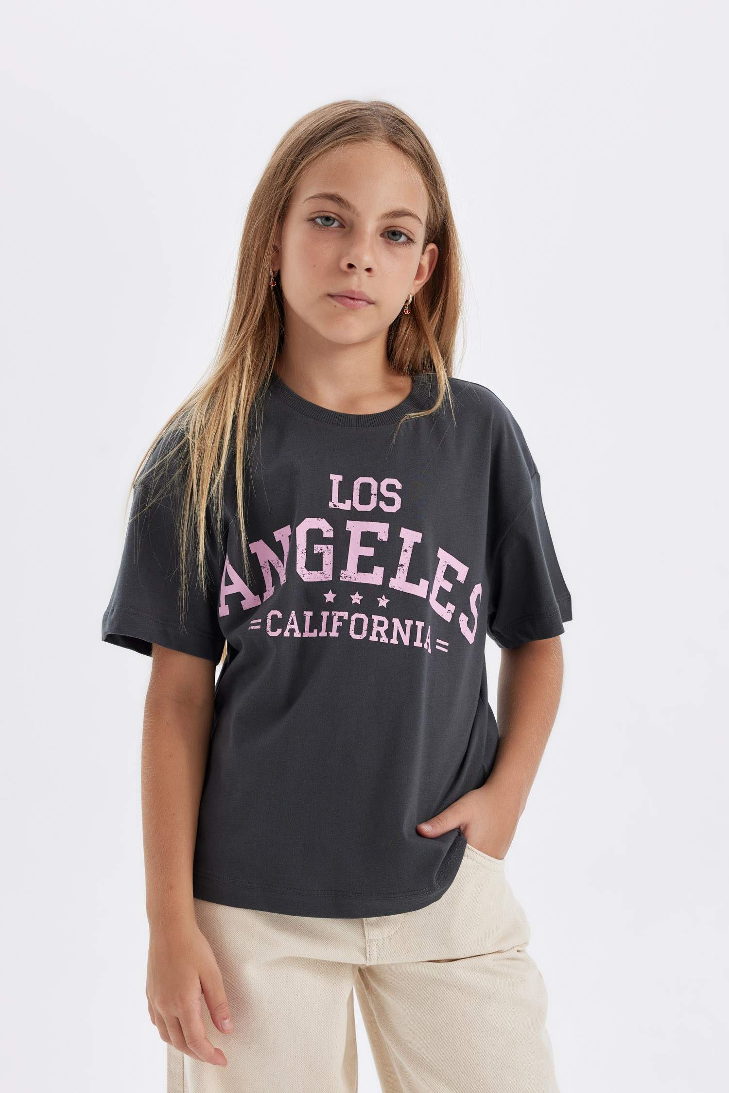 Girl Relax Fit Printed Short Sleeve T-Shirt