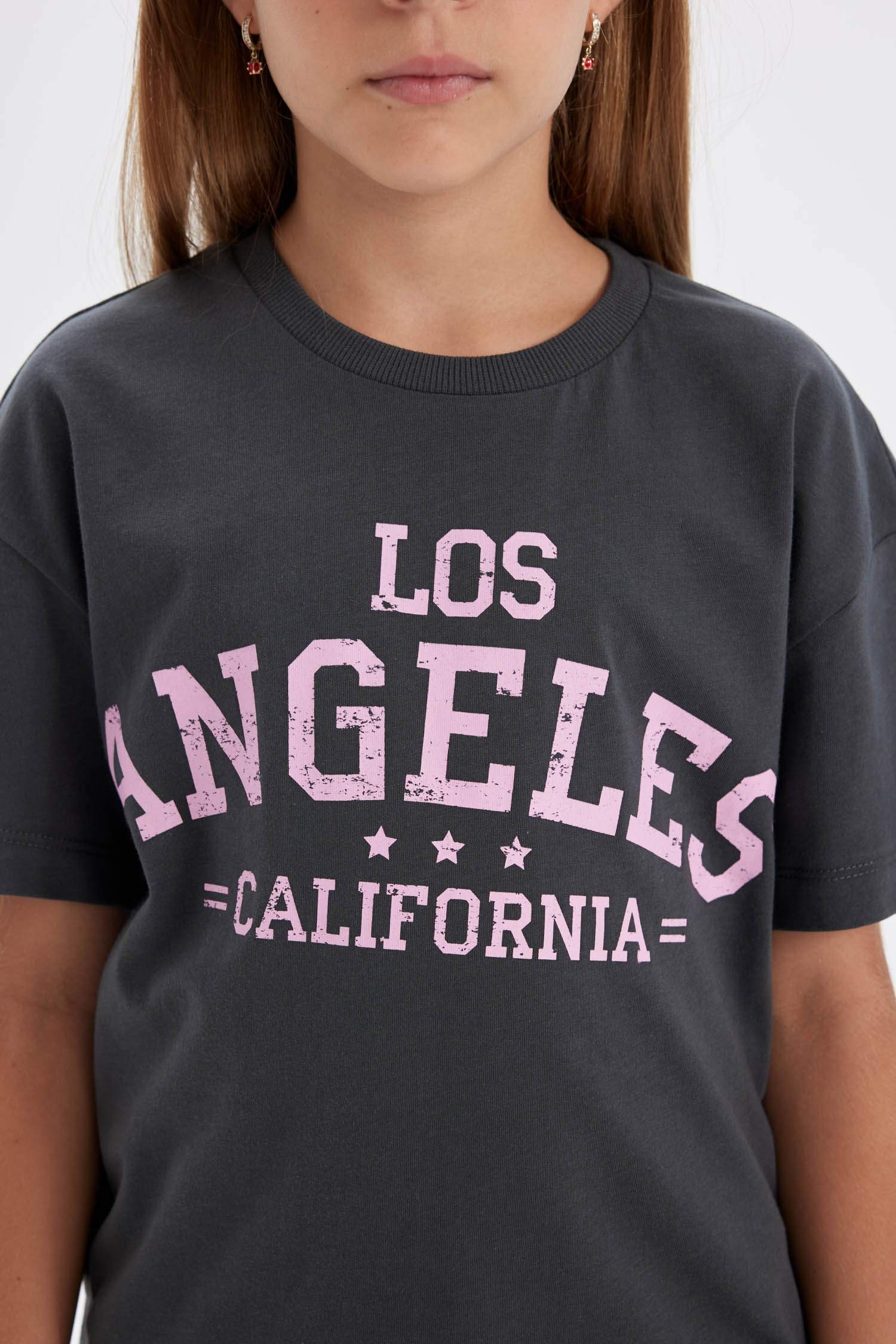 Girl Relax Fit Printed Short Sleeve T-Shirt