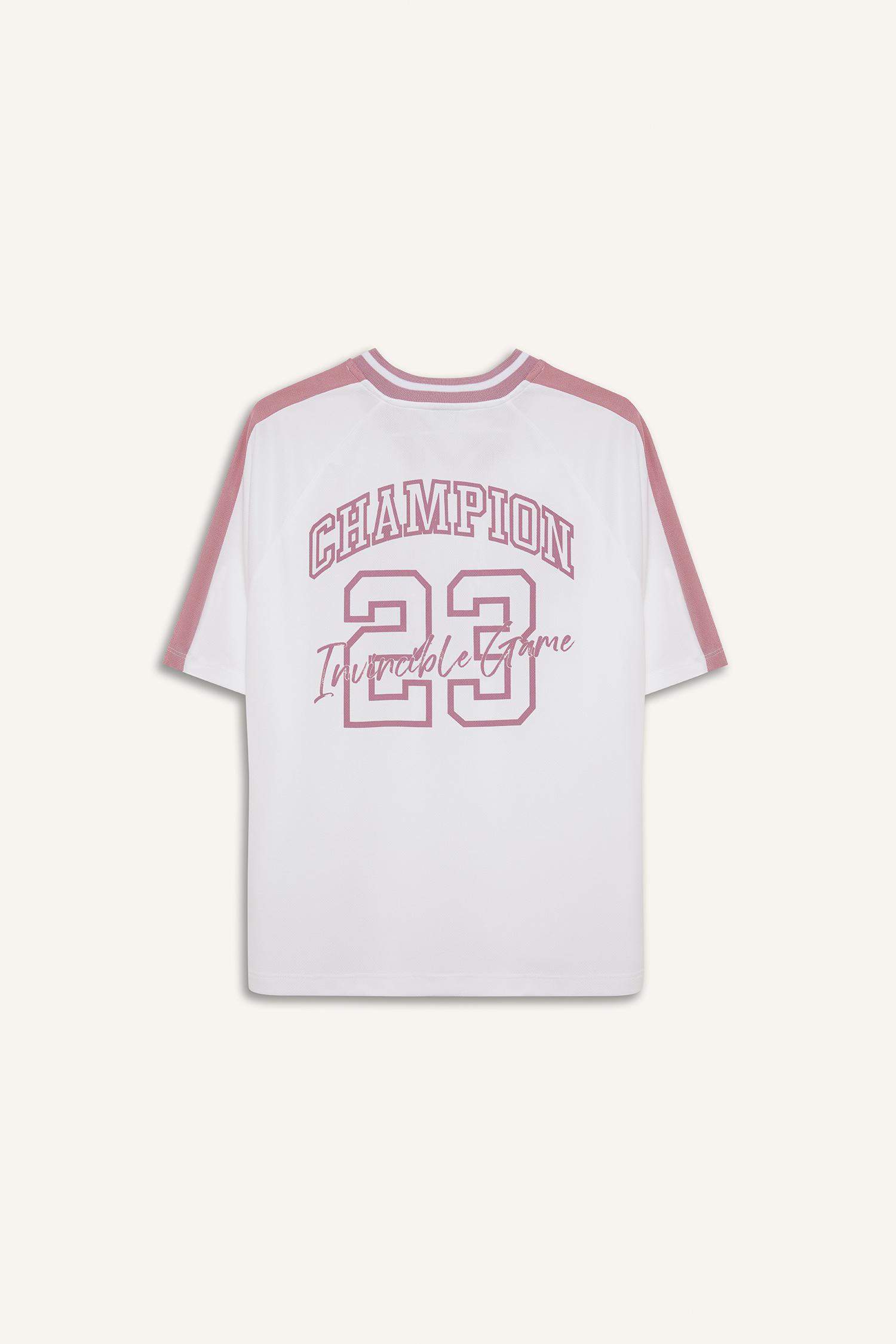 DeFactoFit Oversize Geniş Kalıp V Yaka Sırt Baskılı Sporcu Kısa Kollu Tişört