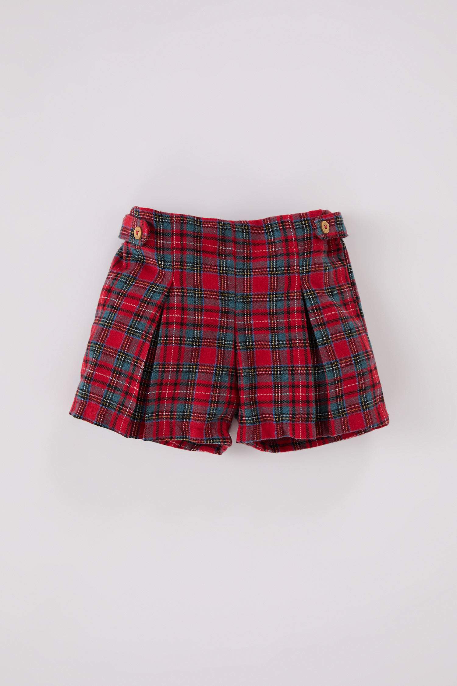 Kız Bebek 2'li Takım Büyük Yaka Uzun Kollu Üst Kareli Şort