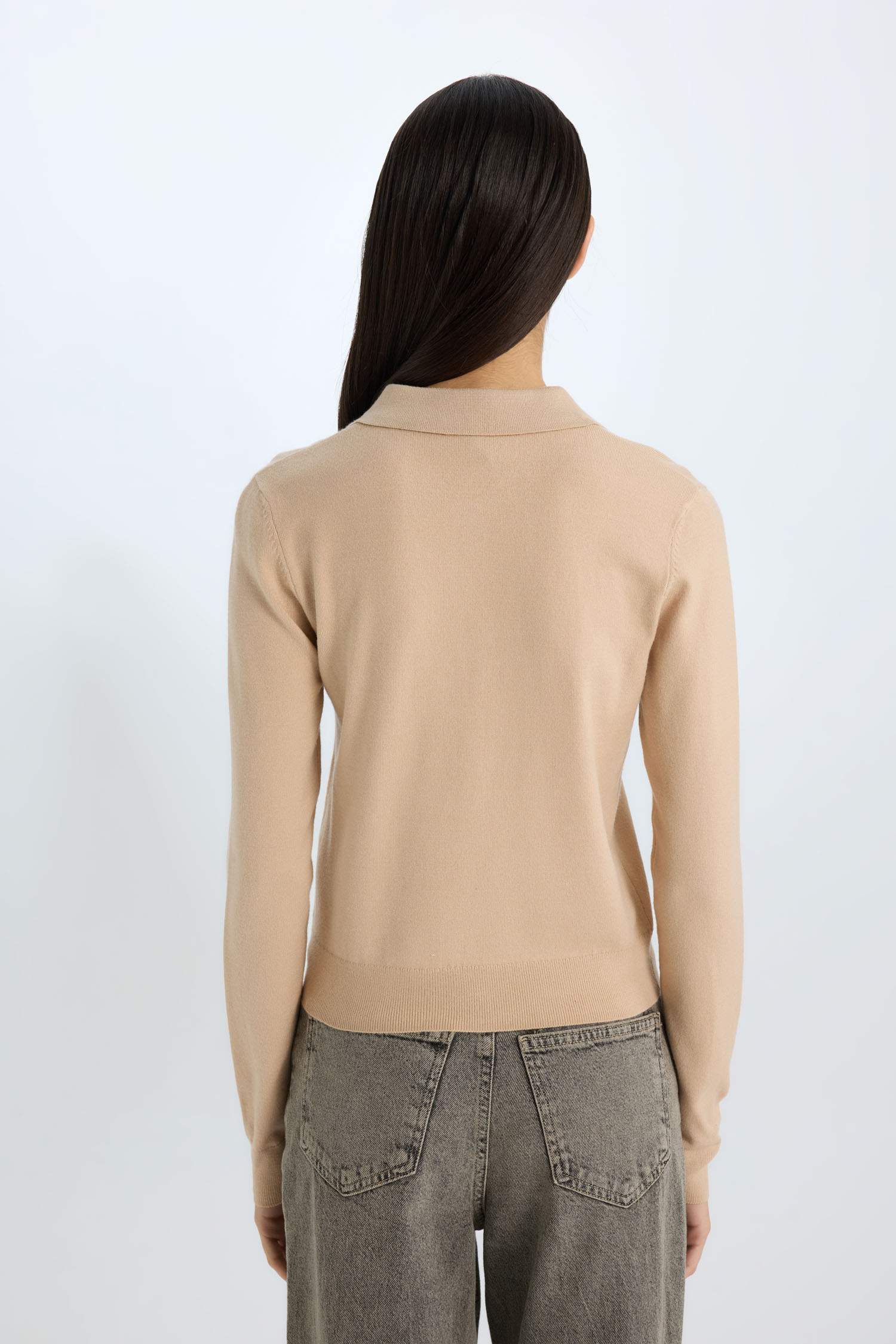 Свитер с воротником поло, регулярный фасон