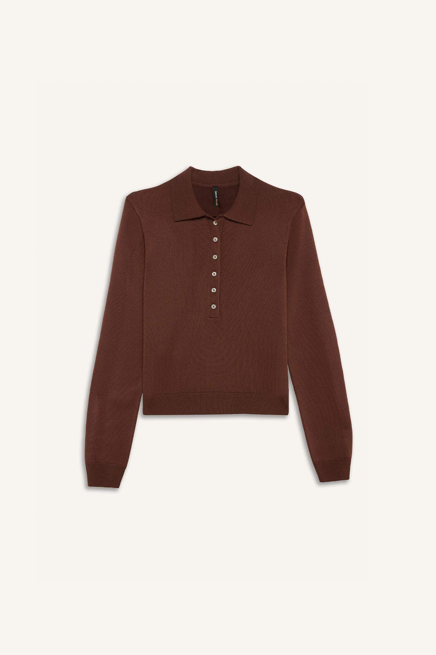 Regular Fit Polo Collar Basic Knitwear Pullover