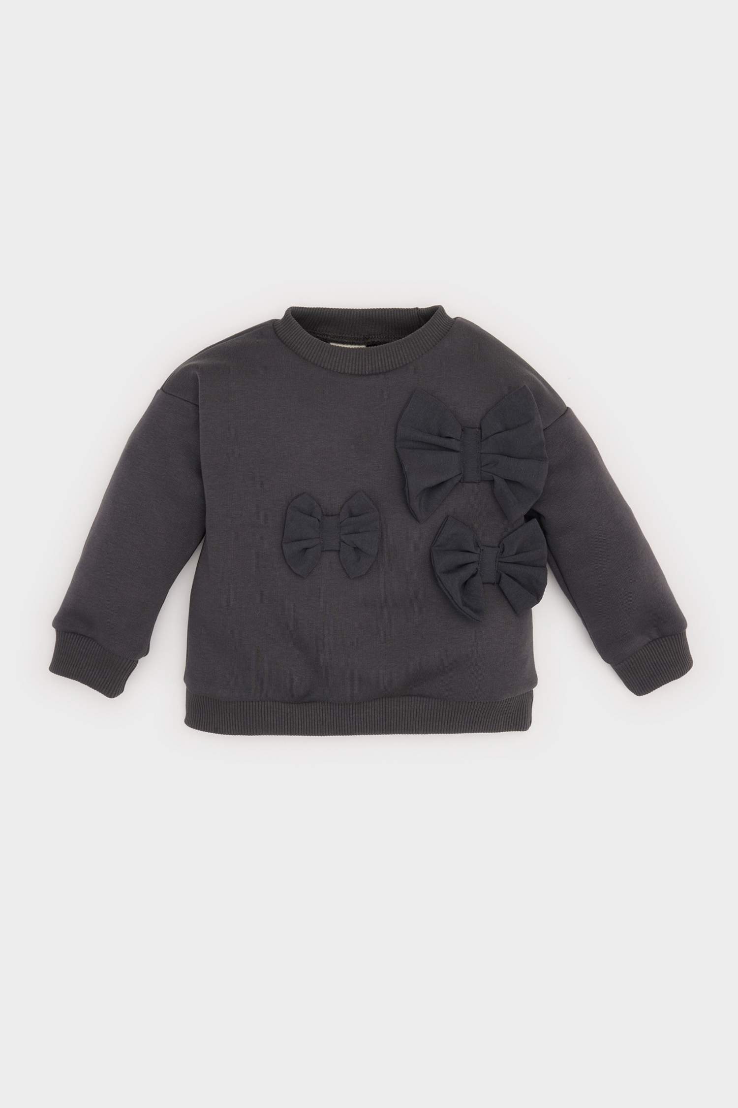 Kız Bebek Bisiklet Yaka Fiyonklu Sweatshirt