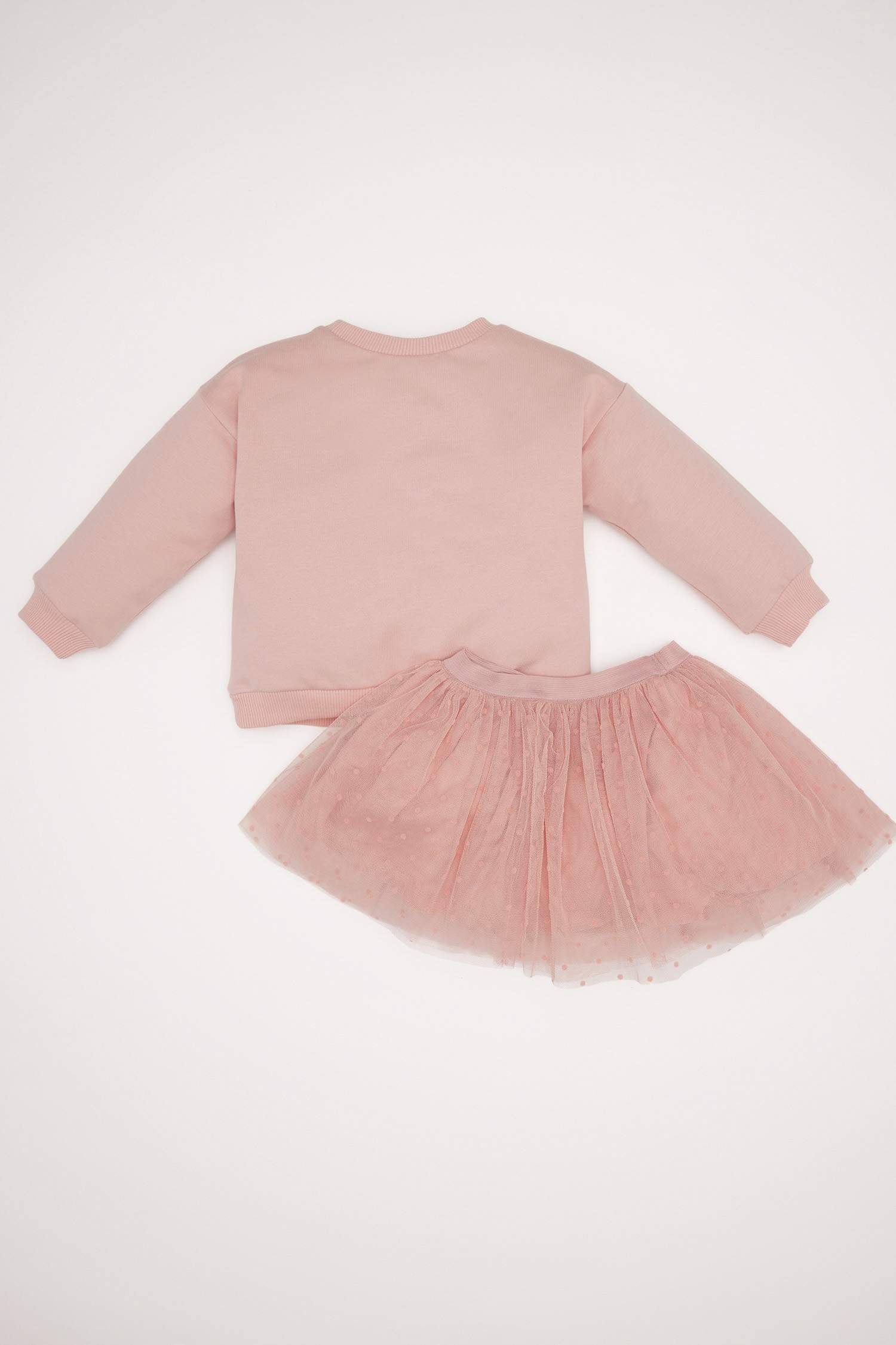 Ensemble Sweatshirt à col rond avec imprimé et jupe en tulle pour bébé fille
