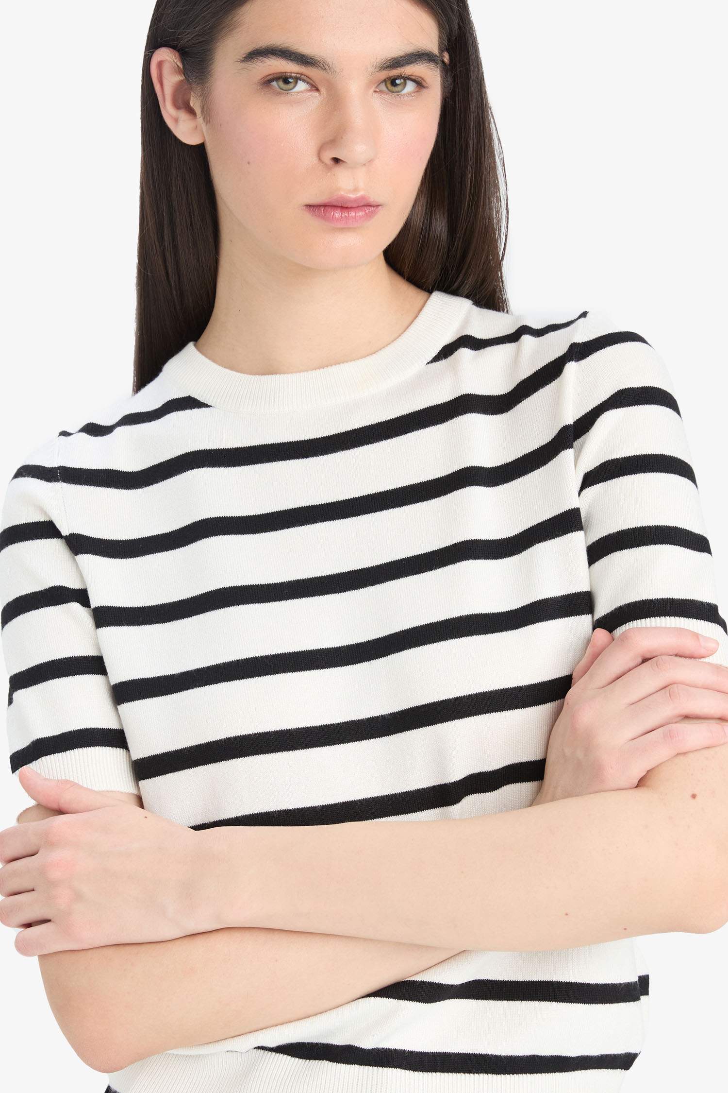 Regular Fit Crew Neck Striped Pullover