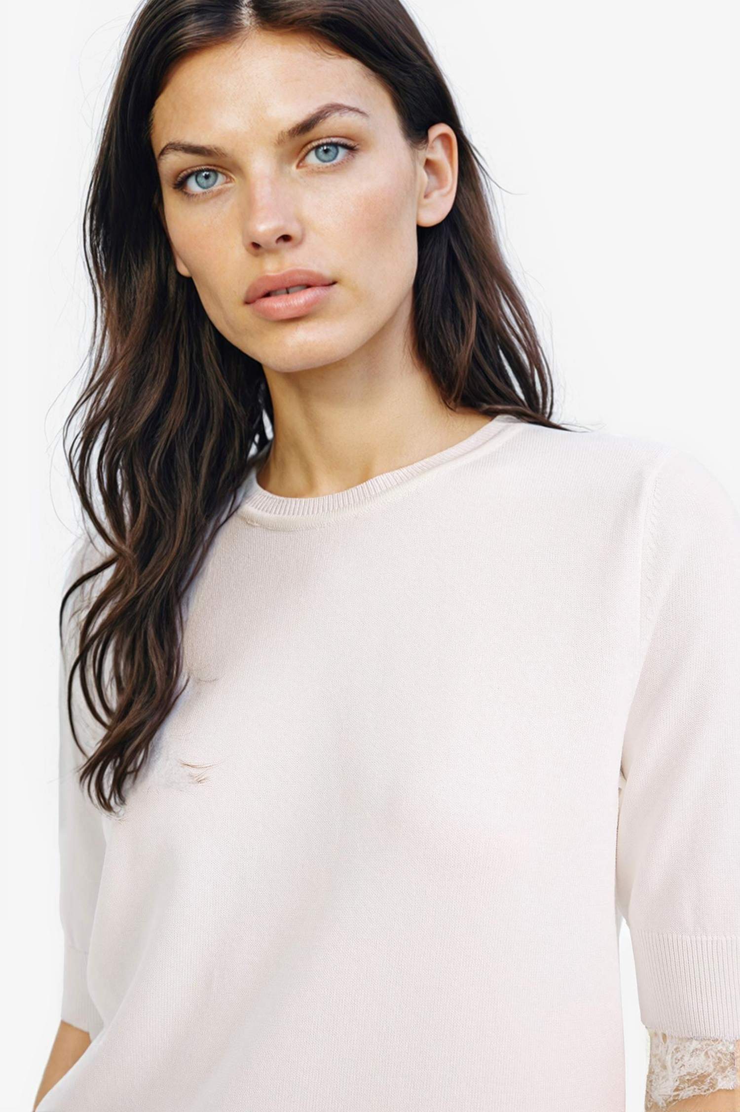 Regular Fit Bisiklet Yaka Basic Düz Kısa Kollu Triko Kazak