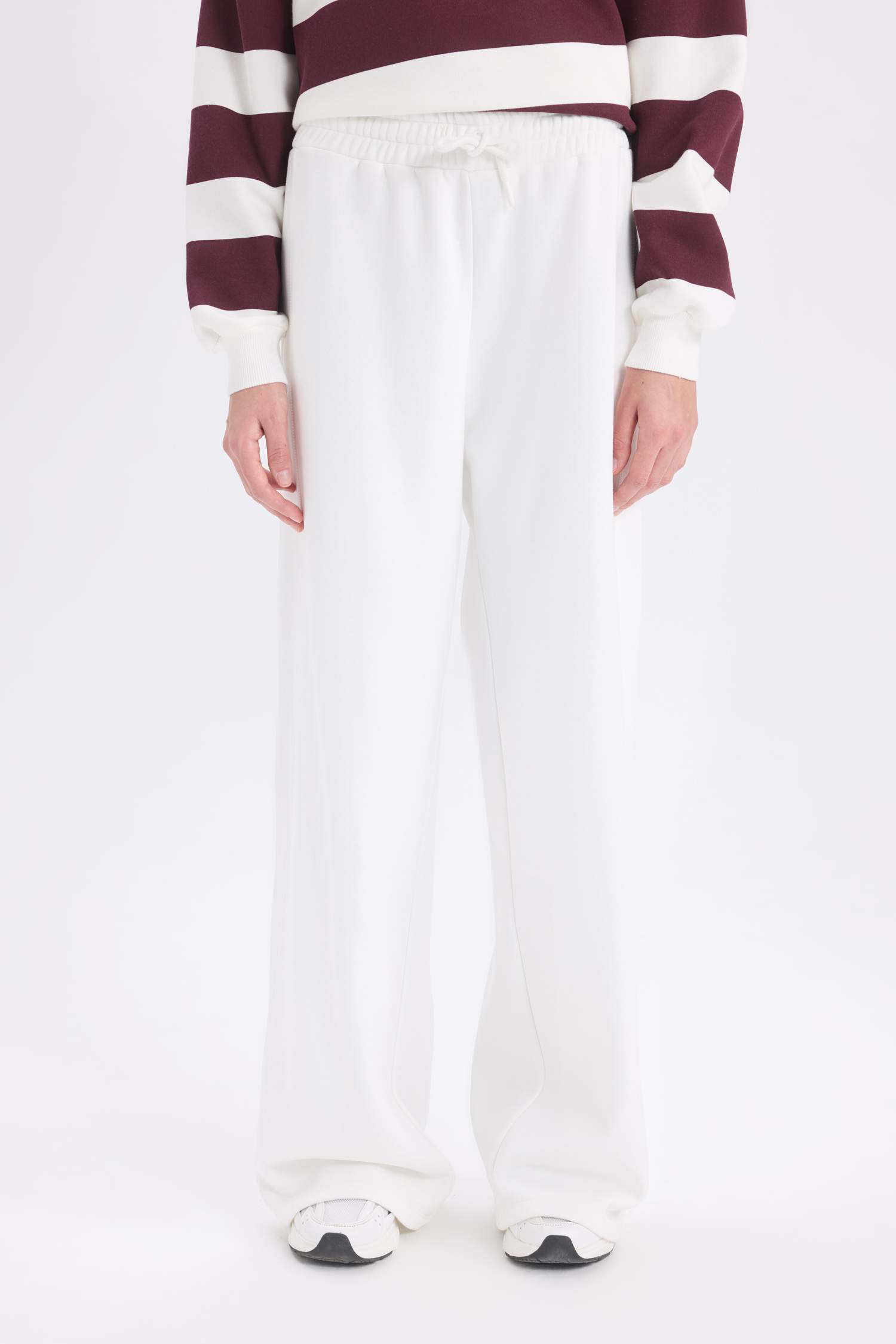 Standart Fit Jogger Kalın Kışlık Eşofman Altı Basic Düz Beli Lastikli Geniş Paça Uzun Boy