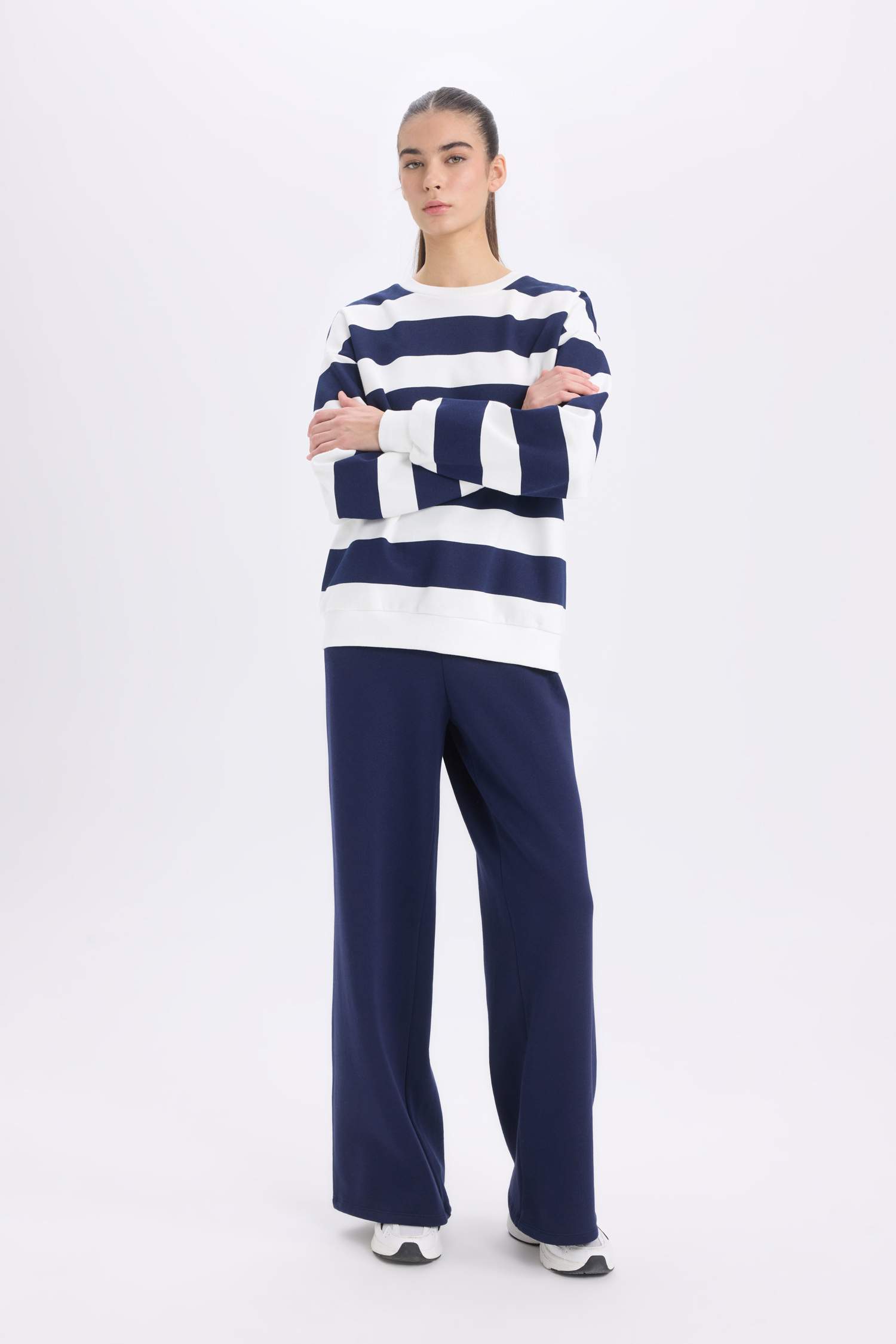 Standart Fit Jogger Kalın Kışlık Eşofman Altı Basic Düz Beli Lastikli Geniş Paça Uzun Boy