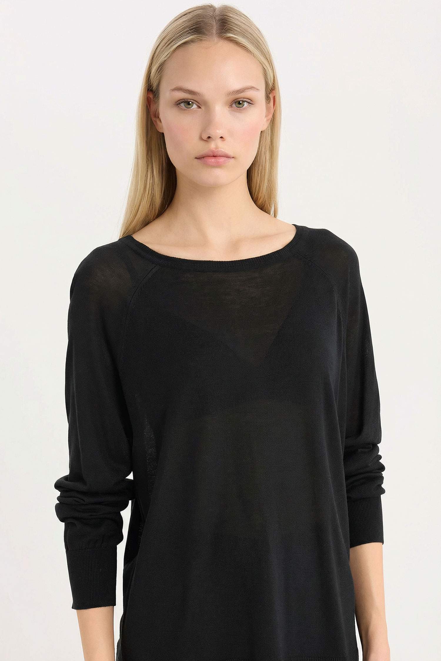 بلوز صوف قصة عادية بياخة مستديرة