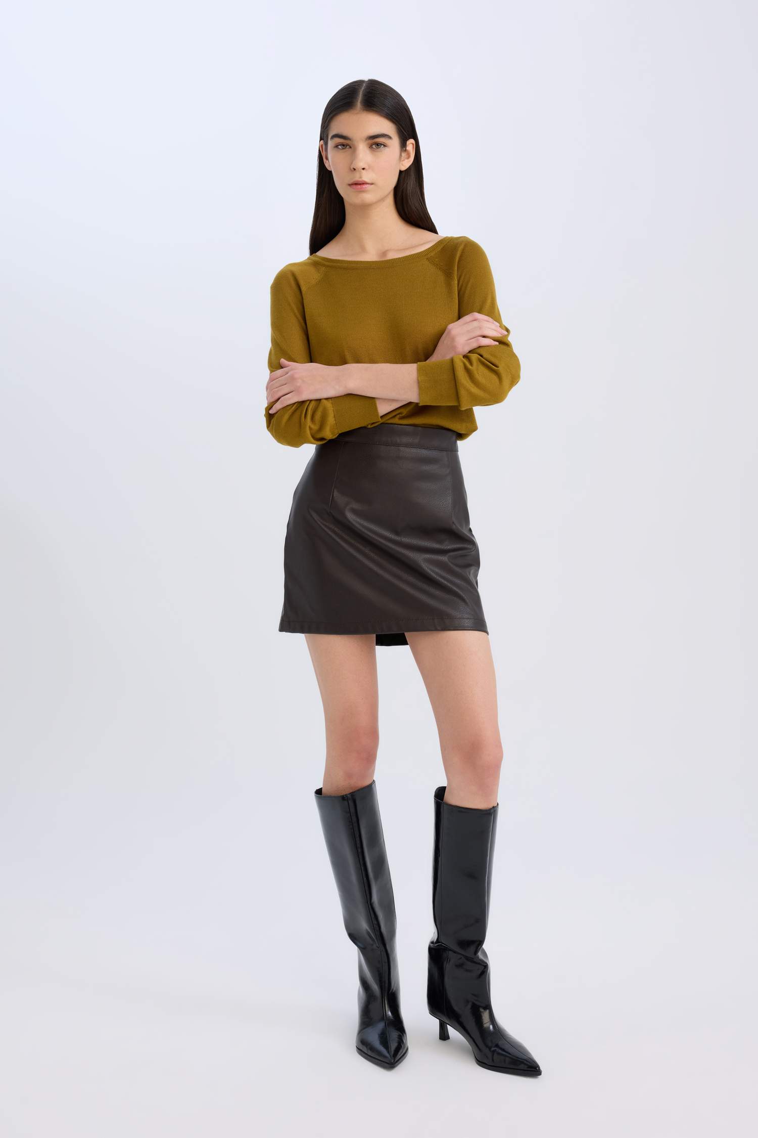 қалыпты пішім дөңгелек жаға Пулловер