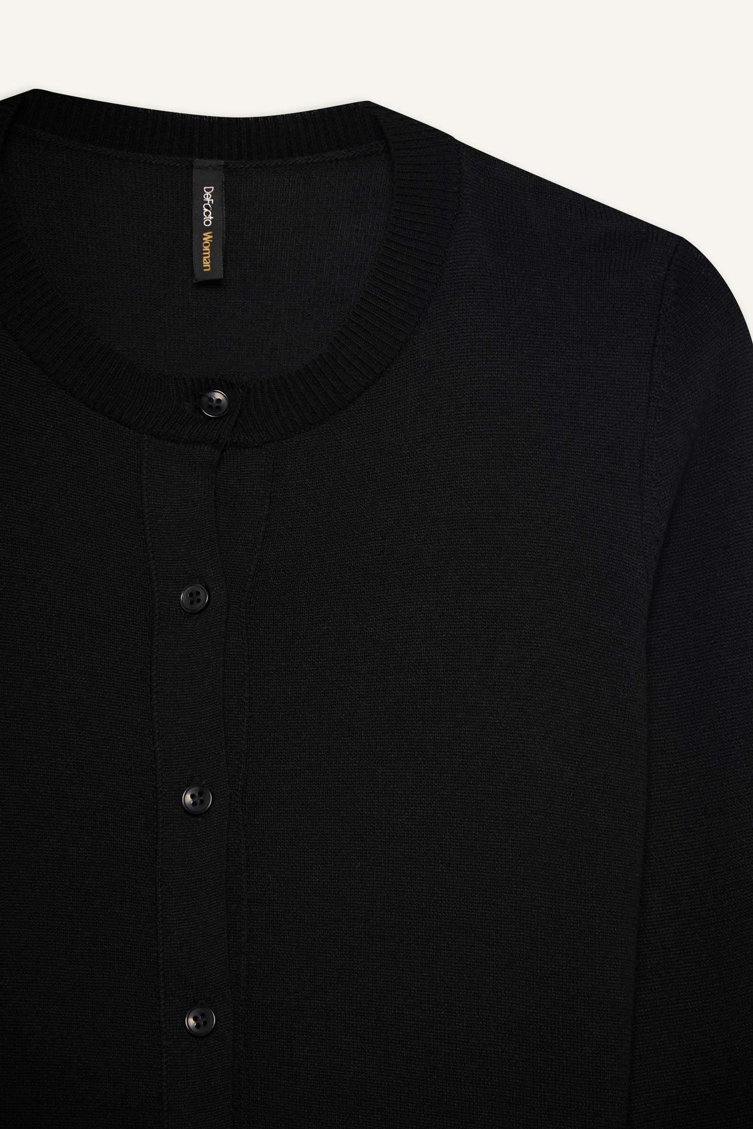 Regular Fit Crew Neck Basic Knitwear Cardigan