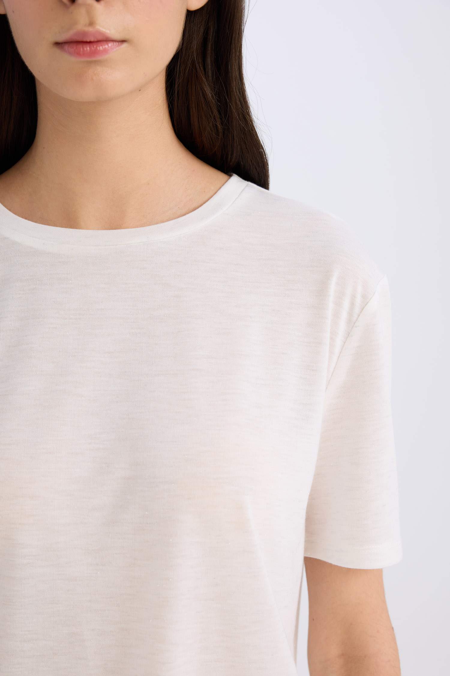 تيشيرت نص ردن جيرسي قصة مريحة بياخة مستديرة