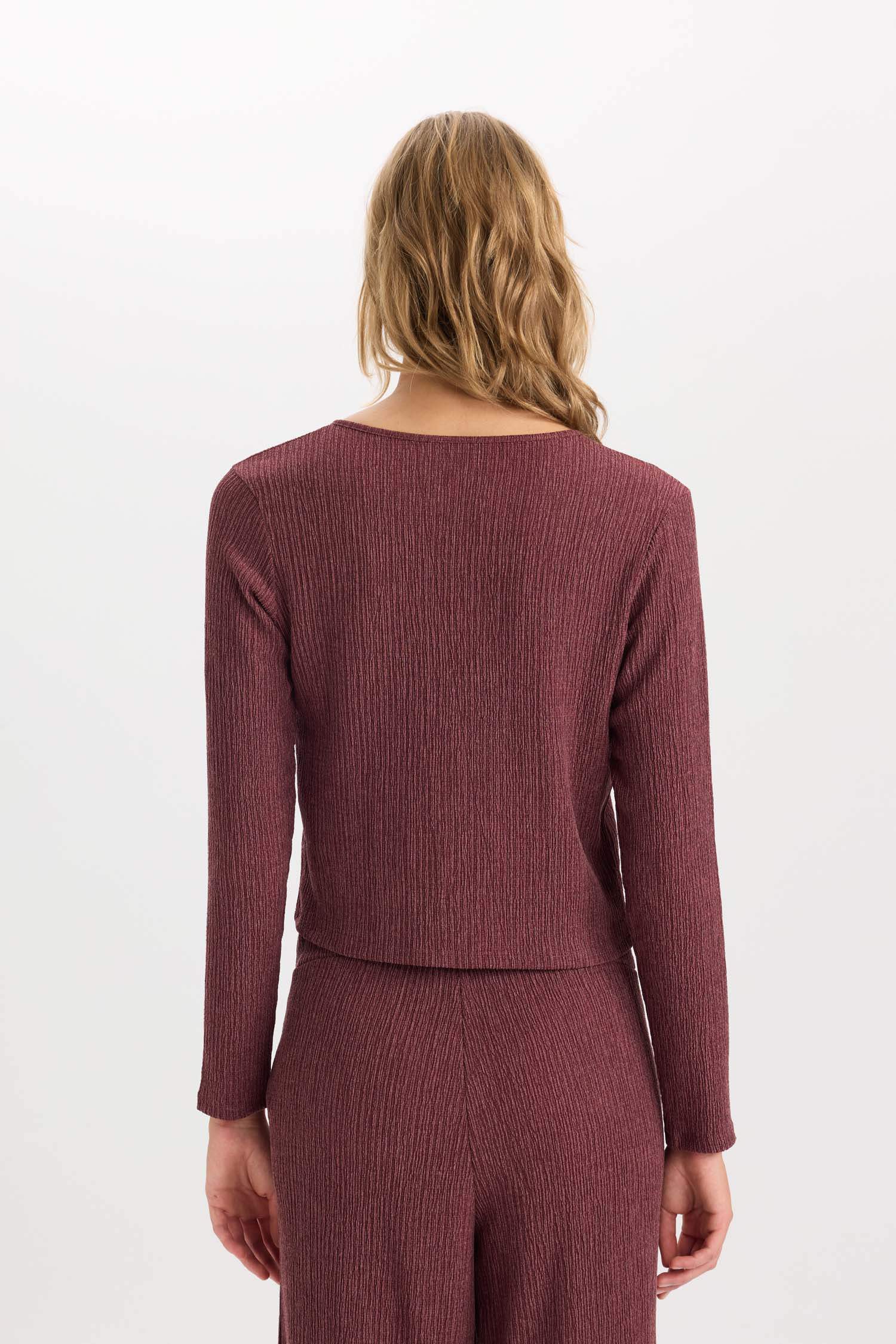 T-Shirt à Manches Longues à Col Rond Coupe Régulière