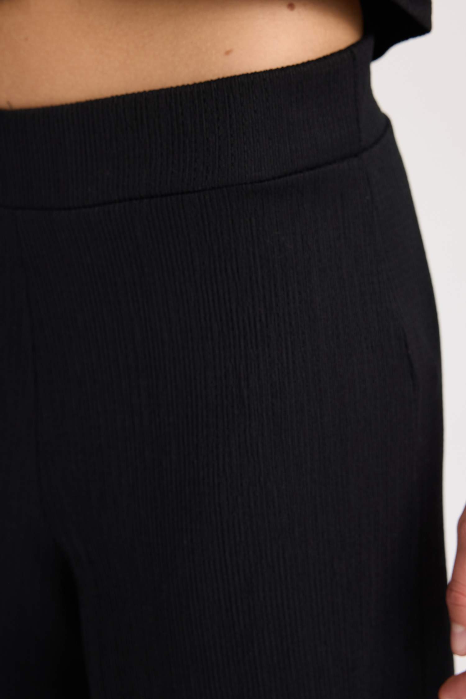 Wide Leg Geniş Bol Paça Beli Lastikli Basic Düz Bürümcük Pantolon