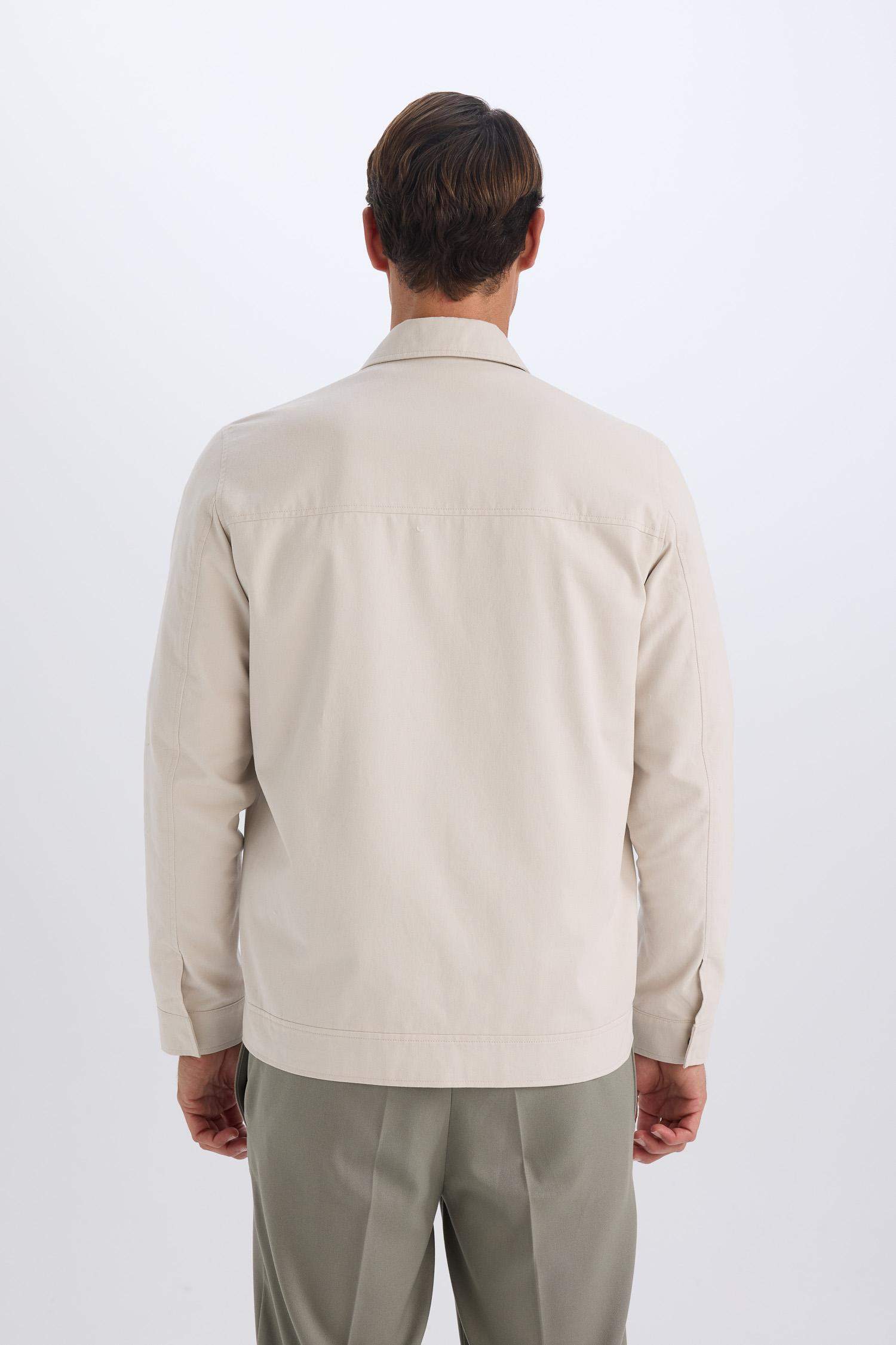 %100 Pamuk Regular Fit Gömlek Yaka Fermuarlı Cepli Mevsimlik Baharlık Mont