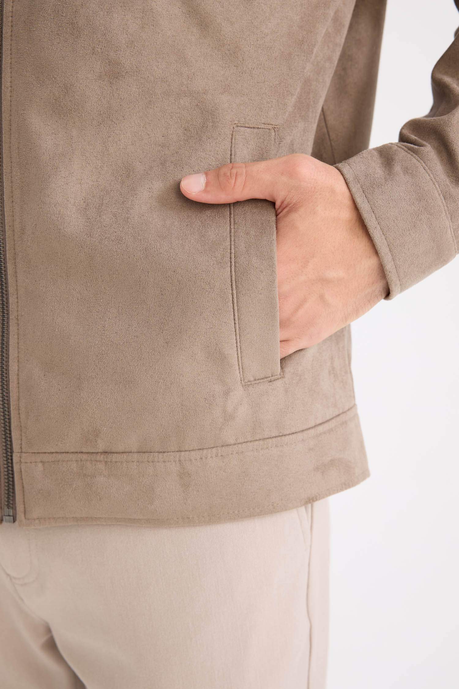 Slim Fit Dar Kesim Gömlek Yaka Fermuarlı Mevsimlik Baharlık Mont