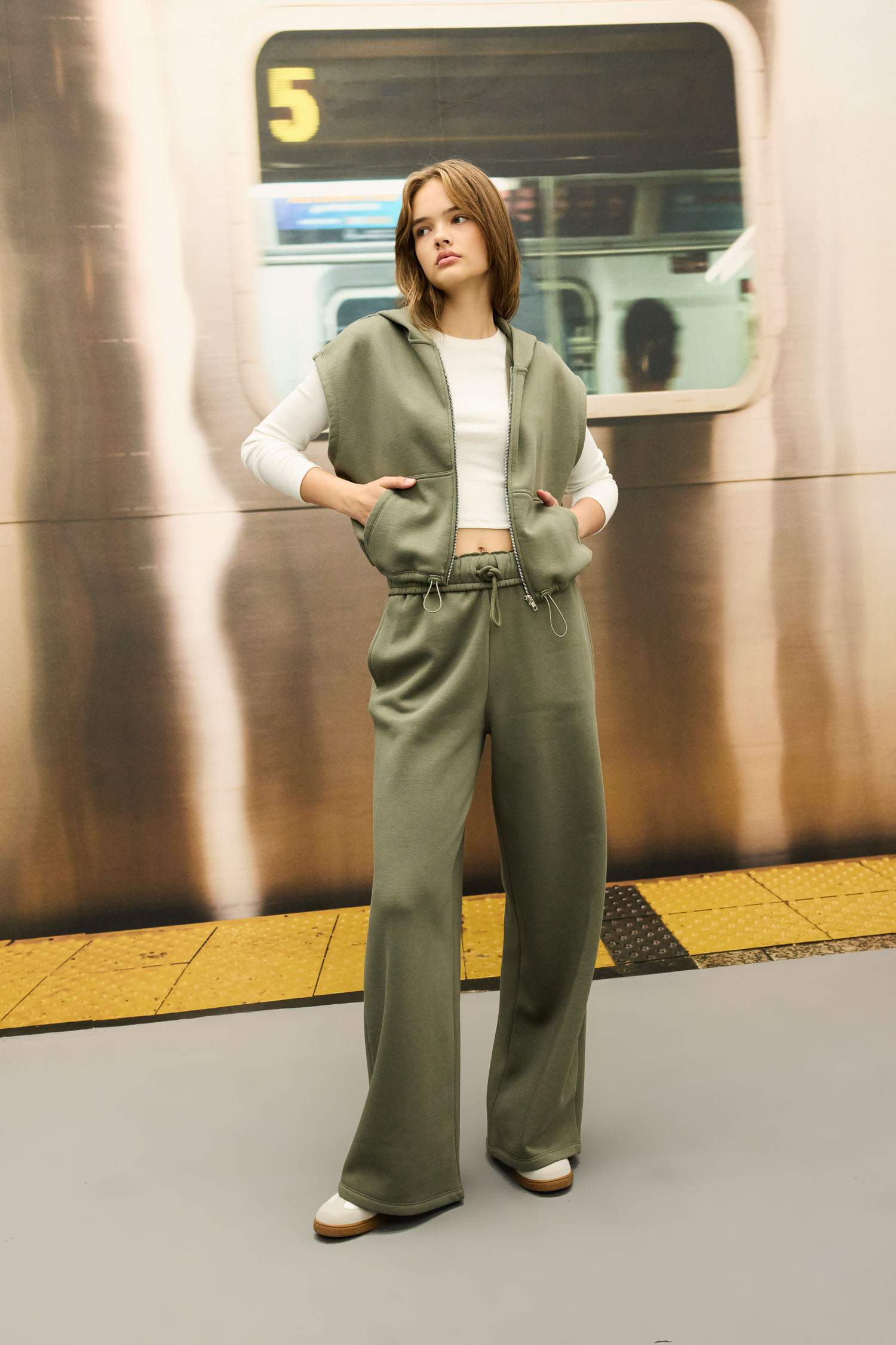 Wide Leg Geniş Bol Paça Eşofman Altı Beli Lastikli Cepli Basic Düz