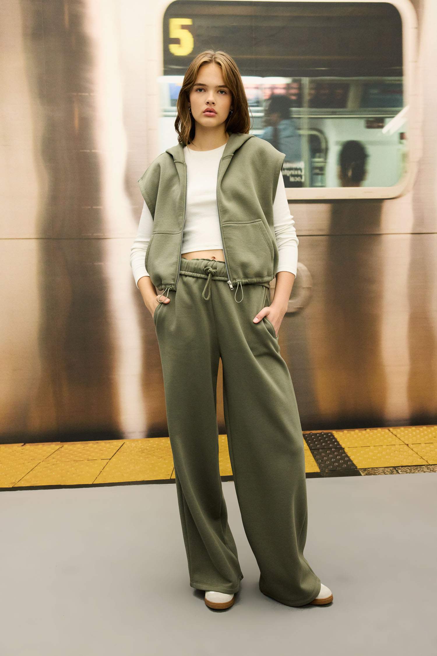 Wide Leg Geniş Bol Paça Eşofman Altı Beli Lastikli Cepli Basic Düz