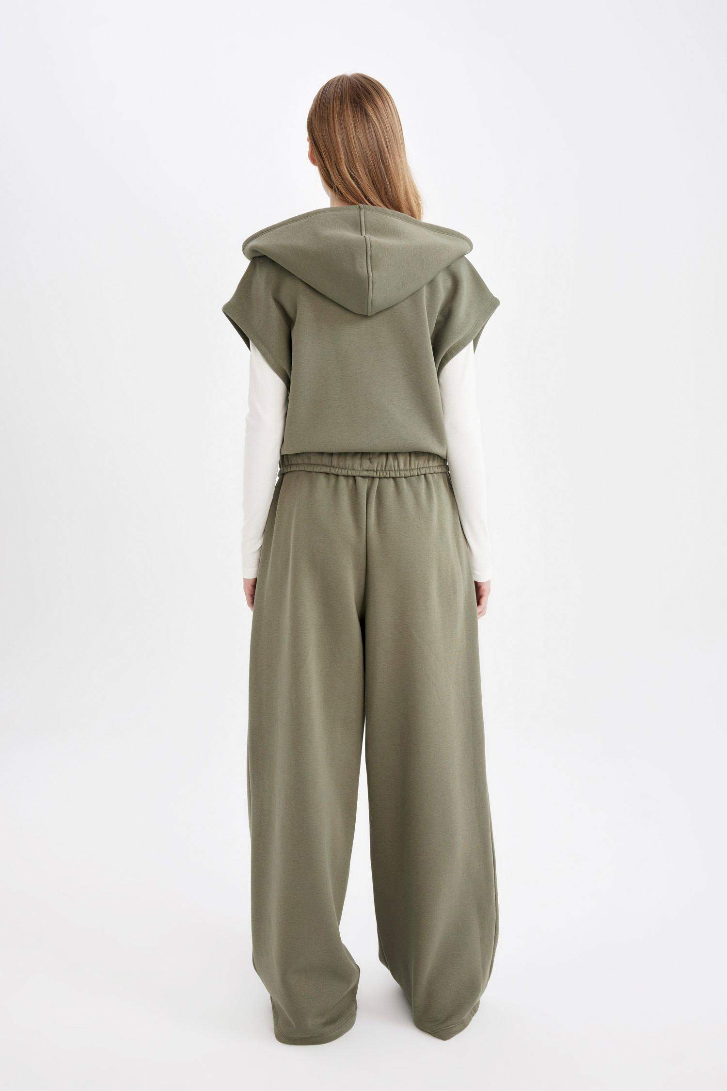 Wide Leg Geniş Bol Paça Eşofman Altı Beli Lastikli Cepli Basic Düz